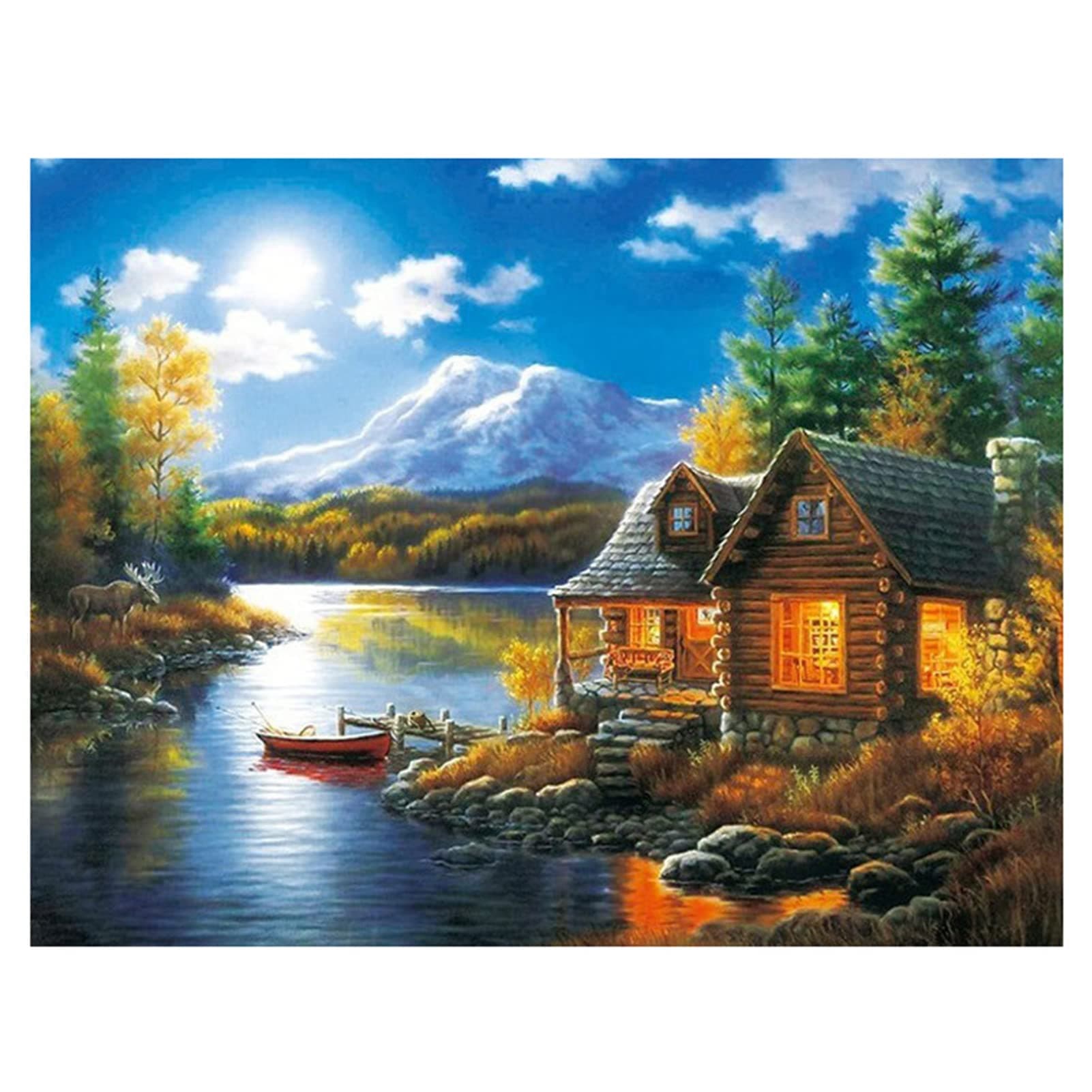 Cukol Village Landscape Cross Stitch Kits For Adults, 11Ct Pre Printed Stamped Counted Adults Beginners Uk, Advanced 11 Count Embroidery Stiching Kit