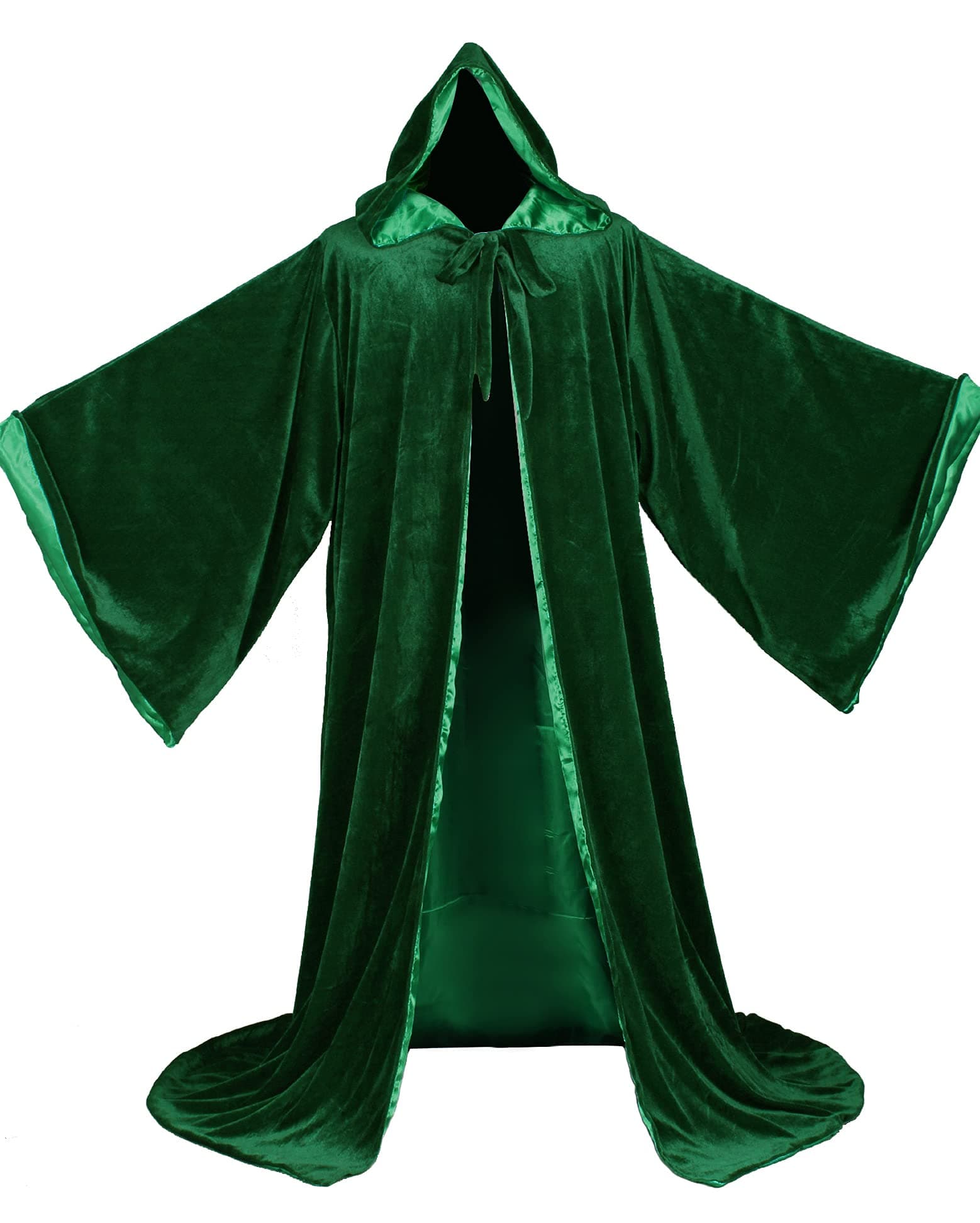 LuckyMjmy Velvet Wizard Robe with Satin Lined Hood and Sleeves