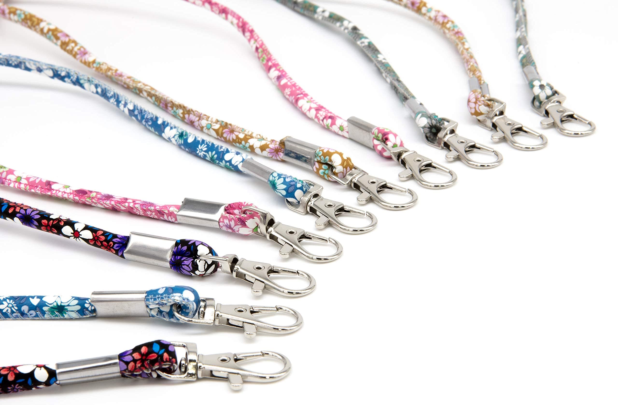 | (5 Pack) Beautiful Synthetic Leather Mask Holder | Upgraded Durable Metal Clasp | 27.5 in. Length (70cm) | Designer Face Mask Lanyards