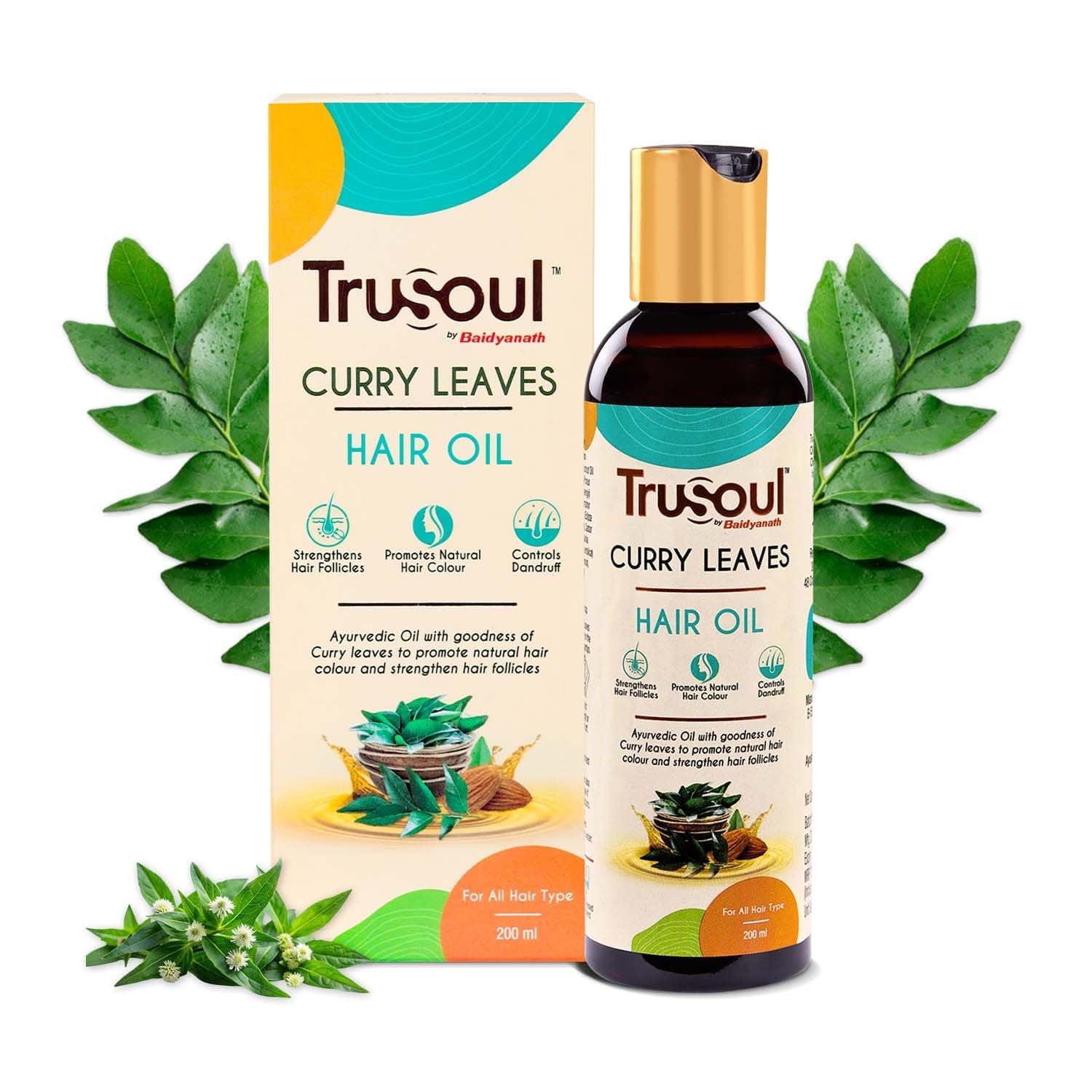 Curry Leaves Oil 200 ML | Cold Pressed Oil Blend | Promotes Hair Growth, Reduce Hair Fall & Dandruff | With Sesame, Bhringraj, Almond & Hibiscus Oil | Pure & Natural, Non GMO | For Men & Women