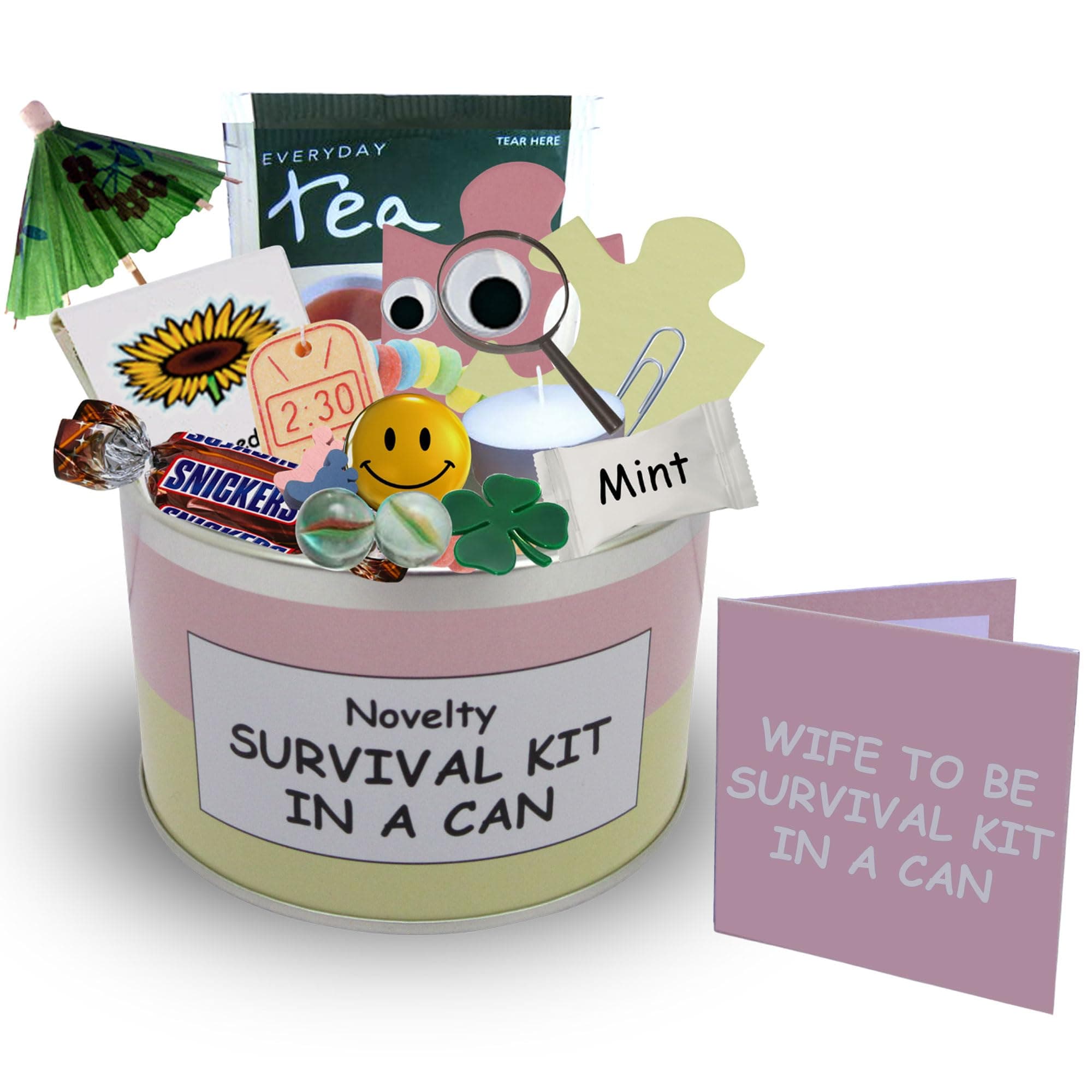 Wife To Be Survival Kit in a Can – Funny Novelty Gift from Groom – Unique Wedding Day Keepsake for Fiancée – Quirky Gift Set Box with Card for Bride To Be Packed with Fun