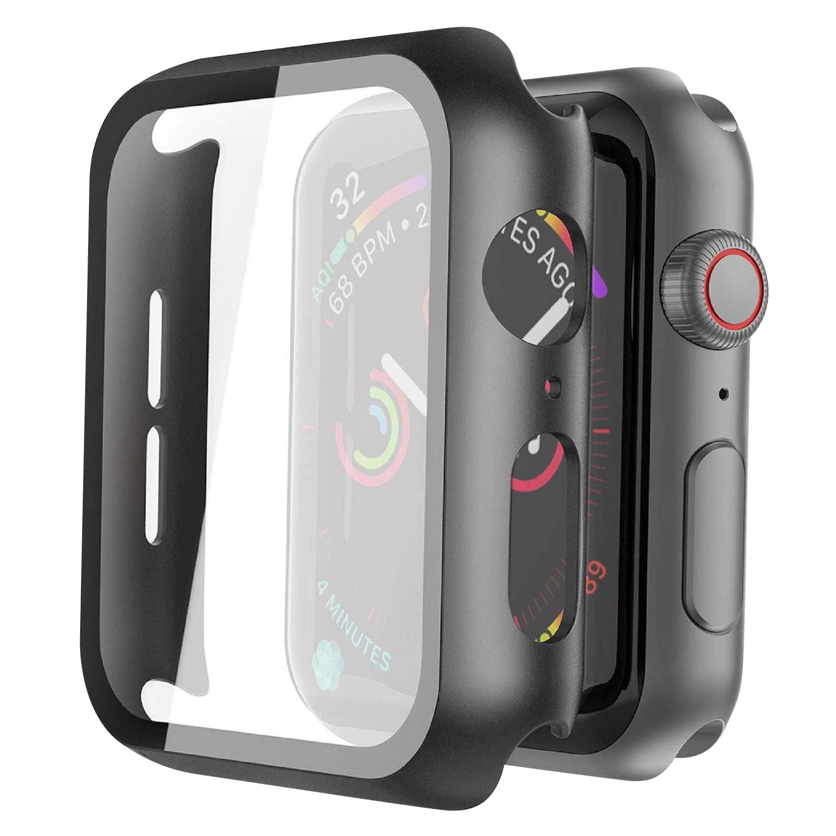 Misxi 2 Pack Hard PC Case with Tempered Glass Screen Protector Compatible with Apple Watch SE 3 (2025) SE 2 SE Series 6 Series 5 Series 4 40mm, Black