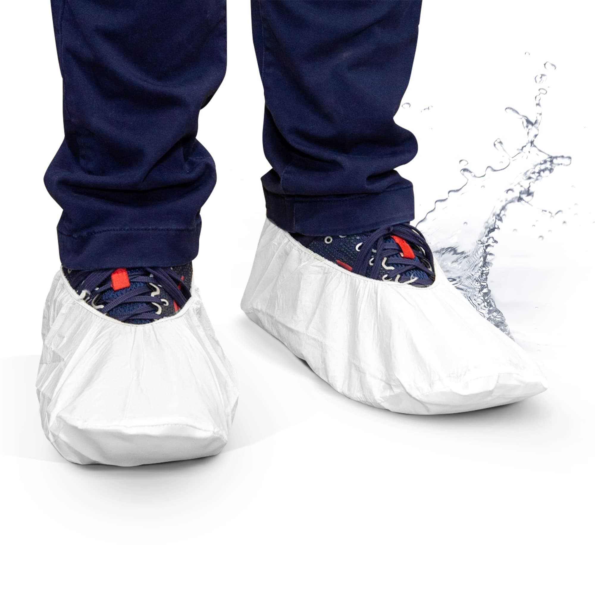 Quest Traction Disposable Shoe Covers - Non Slip Sole - Protective Disposable Shoe Covers for Indoors Non Slip - White - Large Pack of 3