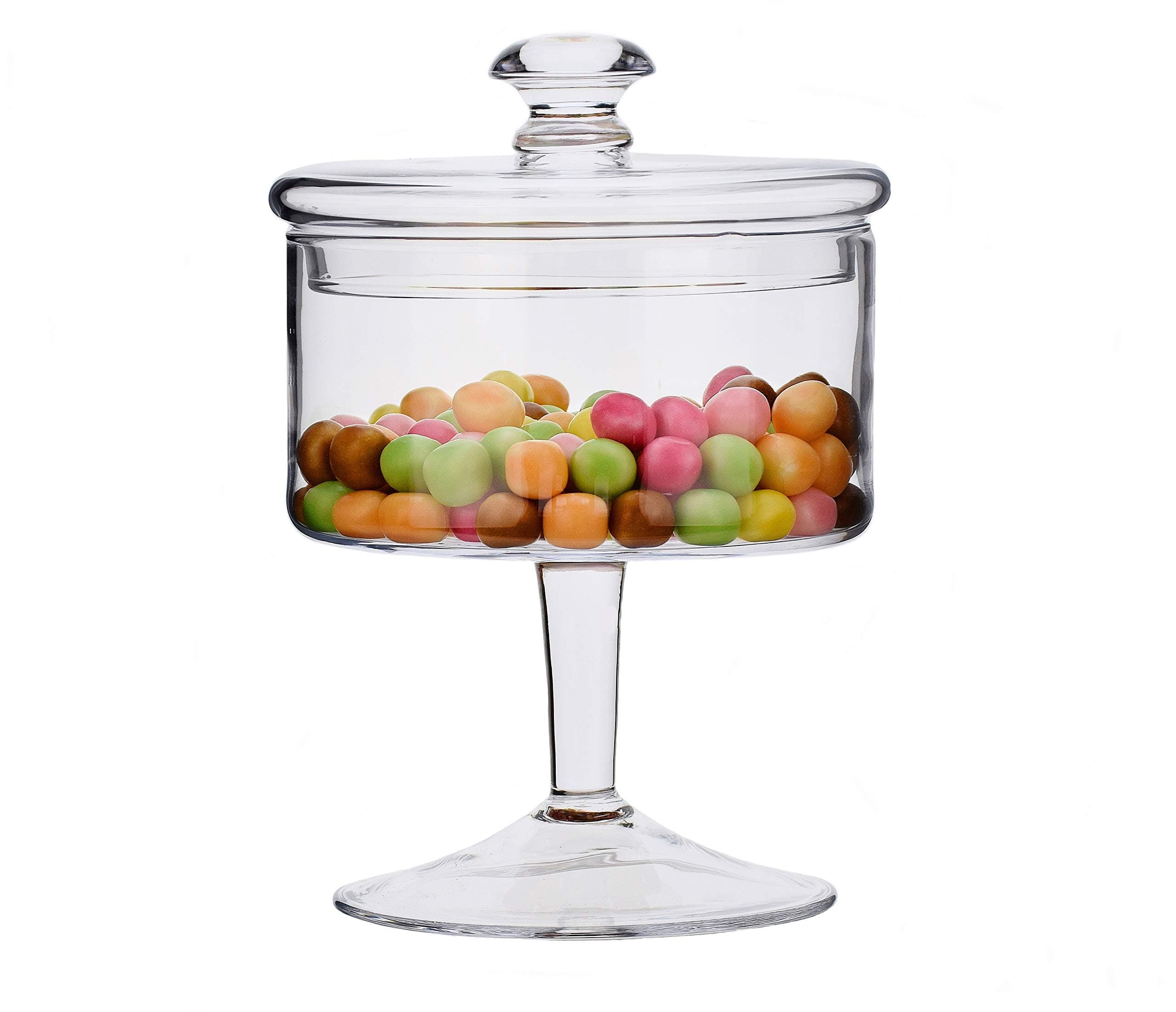 SOLAVIA Clear Glass Hand Crafted 25cm High Stemmed Bonbon Jar | Apothecary Jar