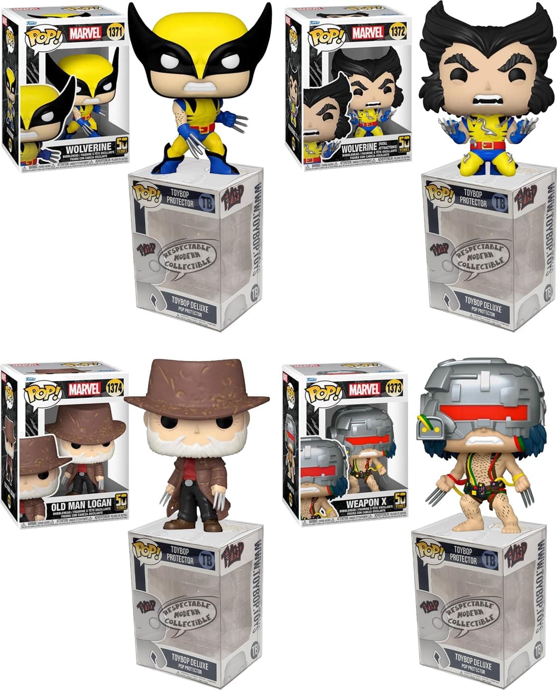 Funko Pop Wolverine 50th Anniversary + Protector: Pop! Marvel Comics Vinyl Figure (Gift Set Bundled with ToyBop Brand Box Protector Collector Case) (Set of 4)