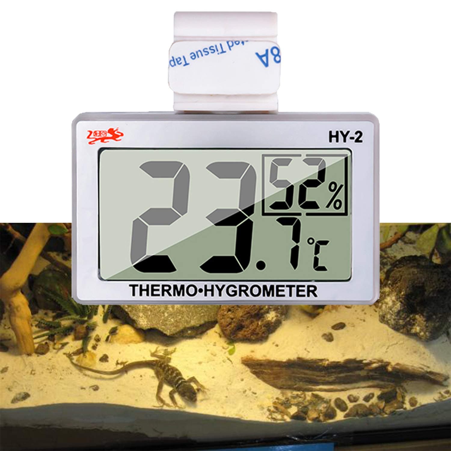 capetsmaReptile Thermometer, Digital Thermometer Hygrometer for Reptile Terrarium, Temperature and Humidity Monitor in Acrylic and Glass Terrarium,Accurate - Easy to Read - No Messy Wires… (1 Pack)