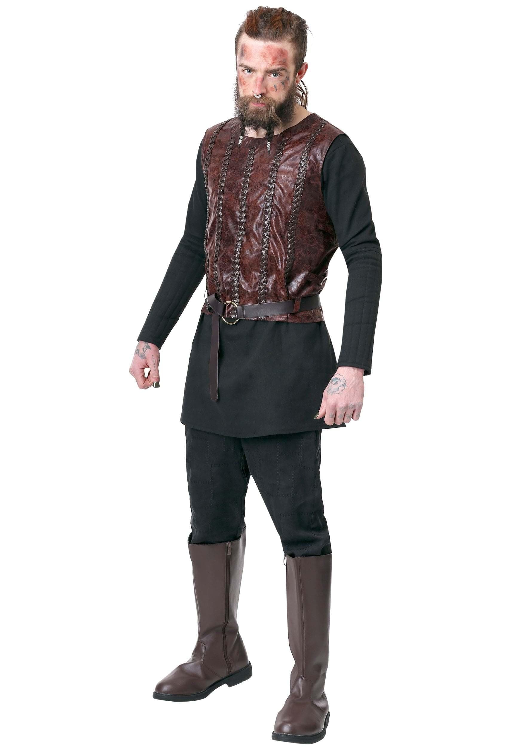 Adult Vikings Warrior Costume | Bjorn Ironside Outfit | Nordic Chief Battle Uniform | Renaissance Attire