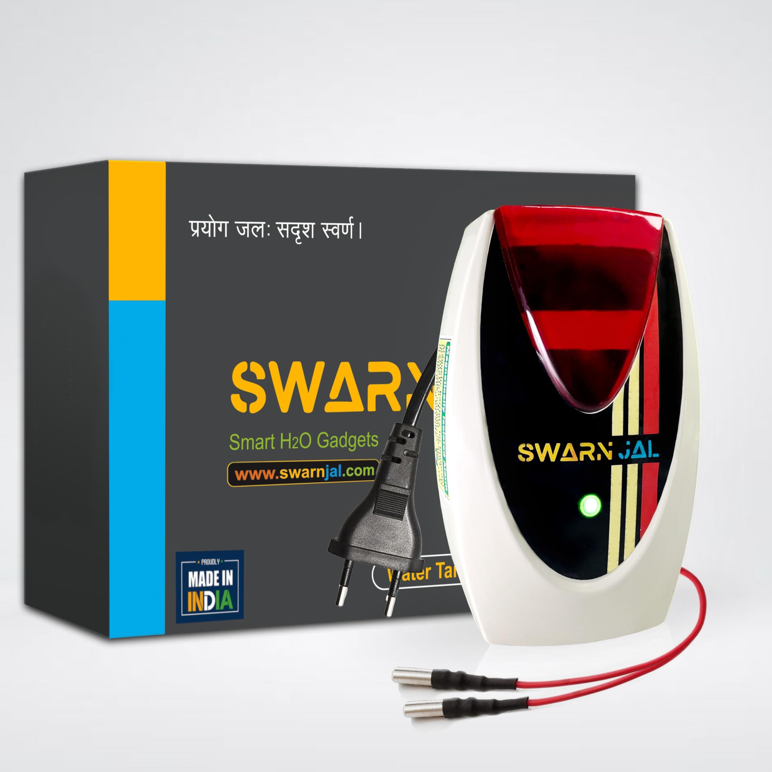 Swarn Jal (Model: A-RI) Electric Liquid Tank Overflow Alarm, AC 220V Powered, Loud Human Voice, Brass Sensors, Shock Proof, 1 Year Complete Guarantee,Magnetic Isolation, Shock-Proof