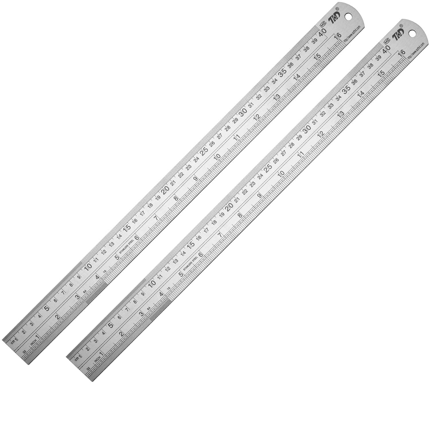 ZZTX Ruler Metal Straight Edge Stainless Steel Ruler 16 Inch Ruler Set Rulers Bulk 2 Pack