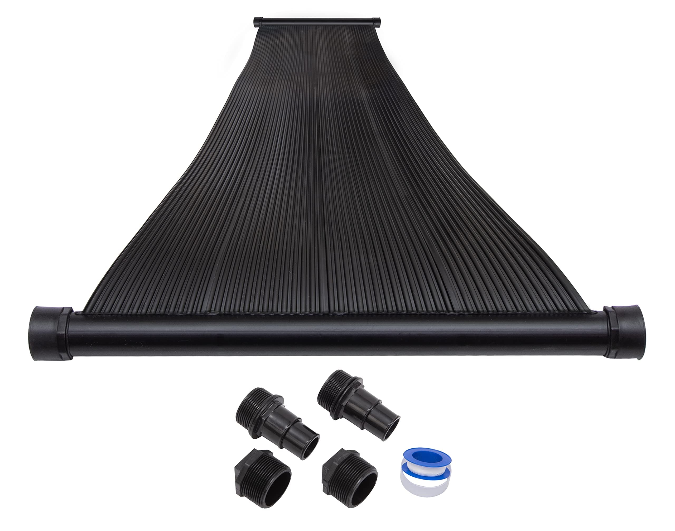 SunQuest Economy Pool Heater Panel - 1 (2ft x 12ft) Collector w/Hose adaptors - Solar Water Heater for Above Ground & Seasonal Pools - DIY-Tube on Web Design-UV Resistant