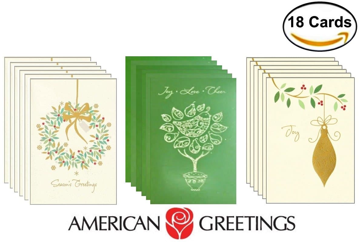 18 Embellished Christmas Cards with Envelopes by American Greetings