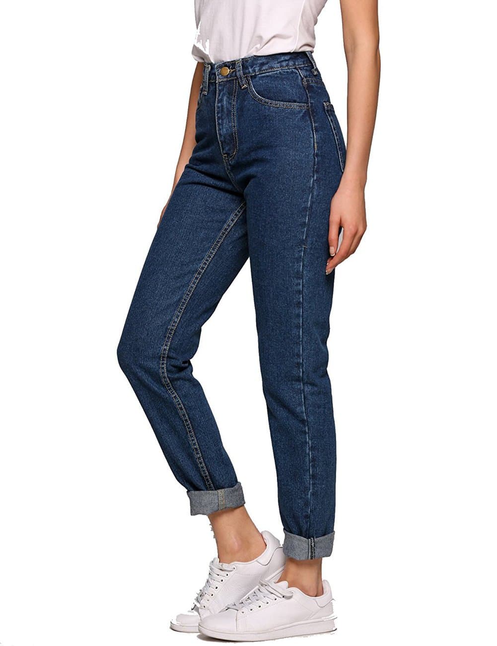 AKEWEI Woman High Waist Jean,Boyfriend Straight-Leg Denim Pants