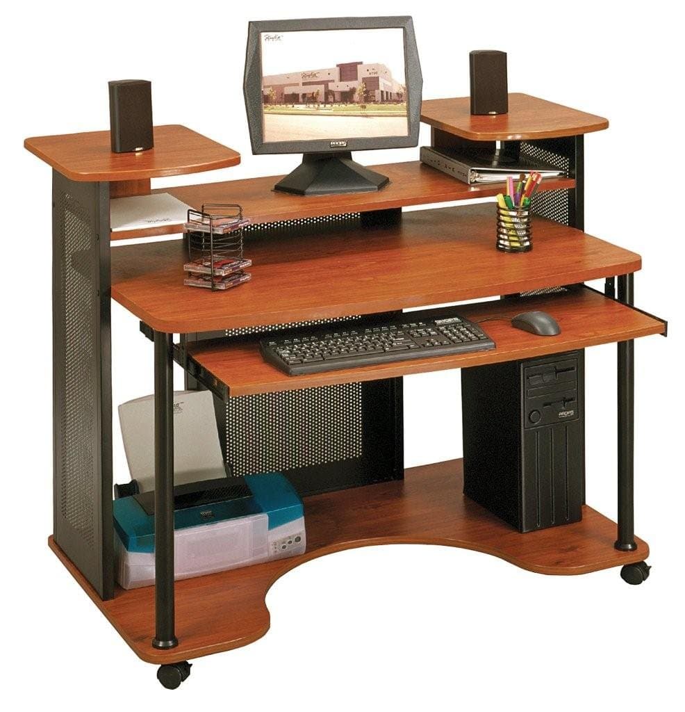 Wood Computer Desk in Black and Cherry Finish by Studio RTA