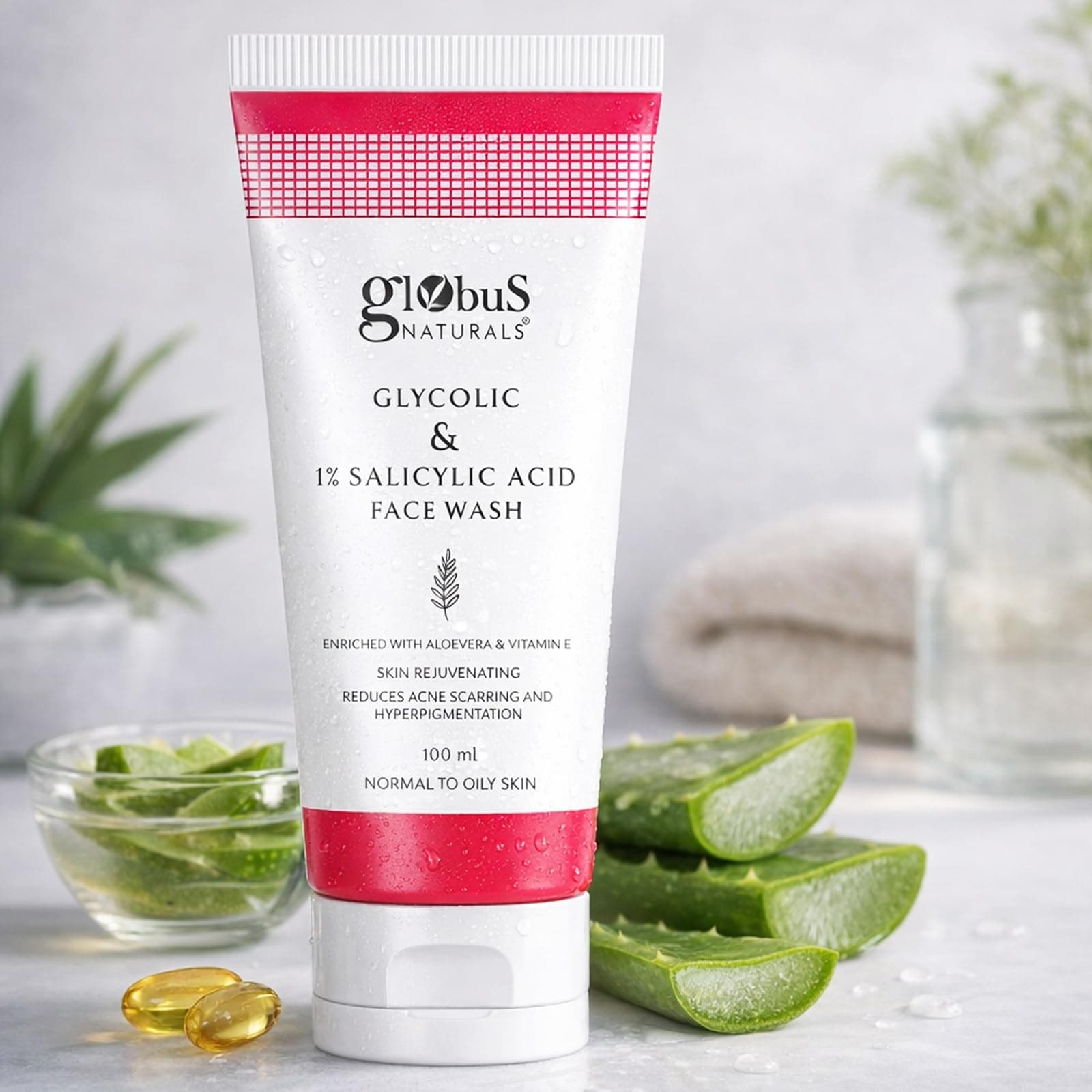 Globus Naturals Pimple Clear Glycolic & Salicylic Acid Face Wash (100ml)