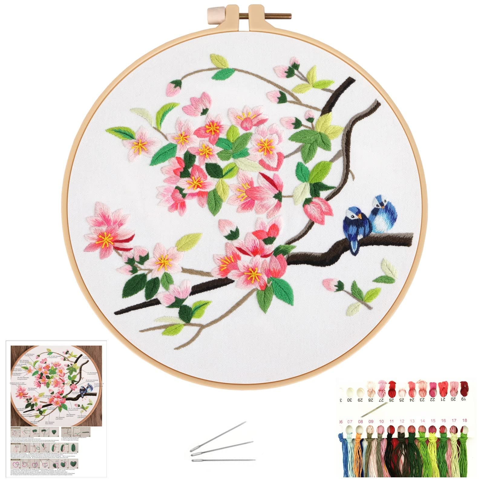 Needlepoint Kit for Adults, Embroidery Starter Kit with Pattern and Instructions, Cross Stitch Kit With Embroidery Cloth, Plastic Embroidery Hoop, Color Threads and Needles, Home Decor, Gifts.