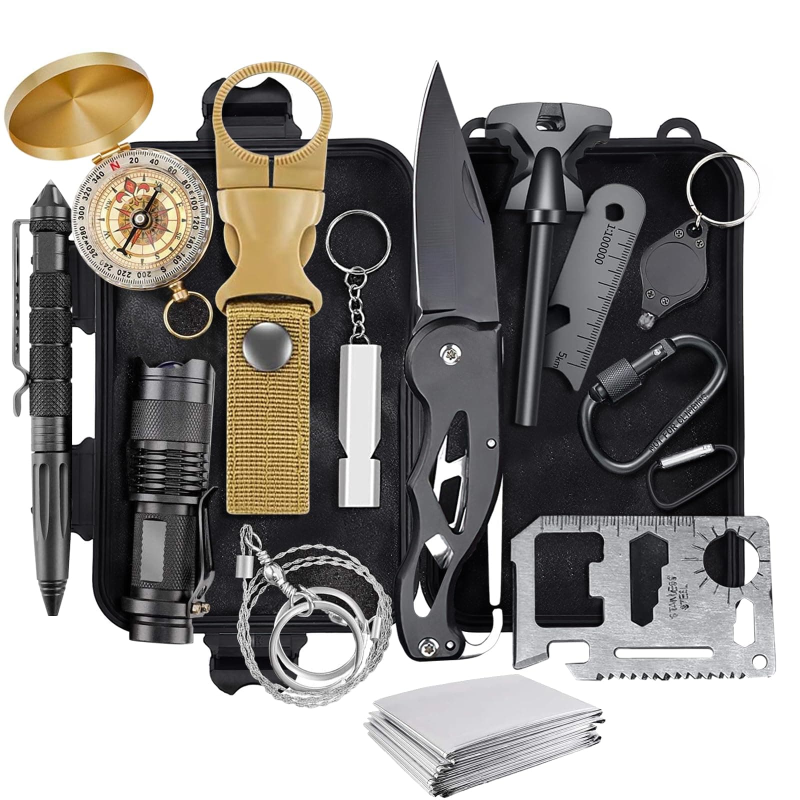 KEPEAK Gifts for Men Dad Husband Him, Survival Kits, Survival Gear and Equipment for Camping, Emergency, Hiking, Outdoor, Wilderness and Disaster Preparedness