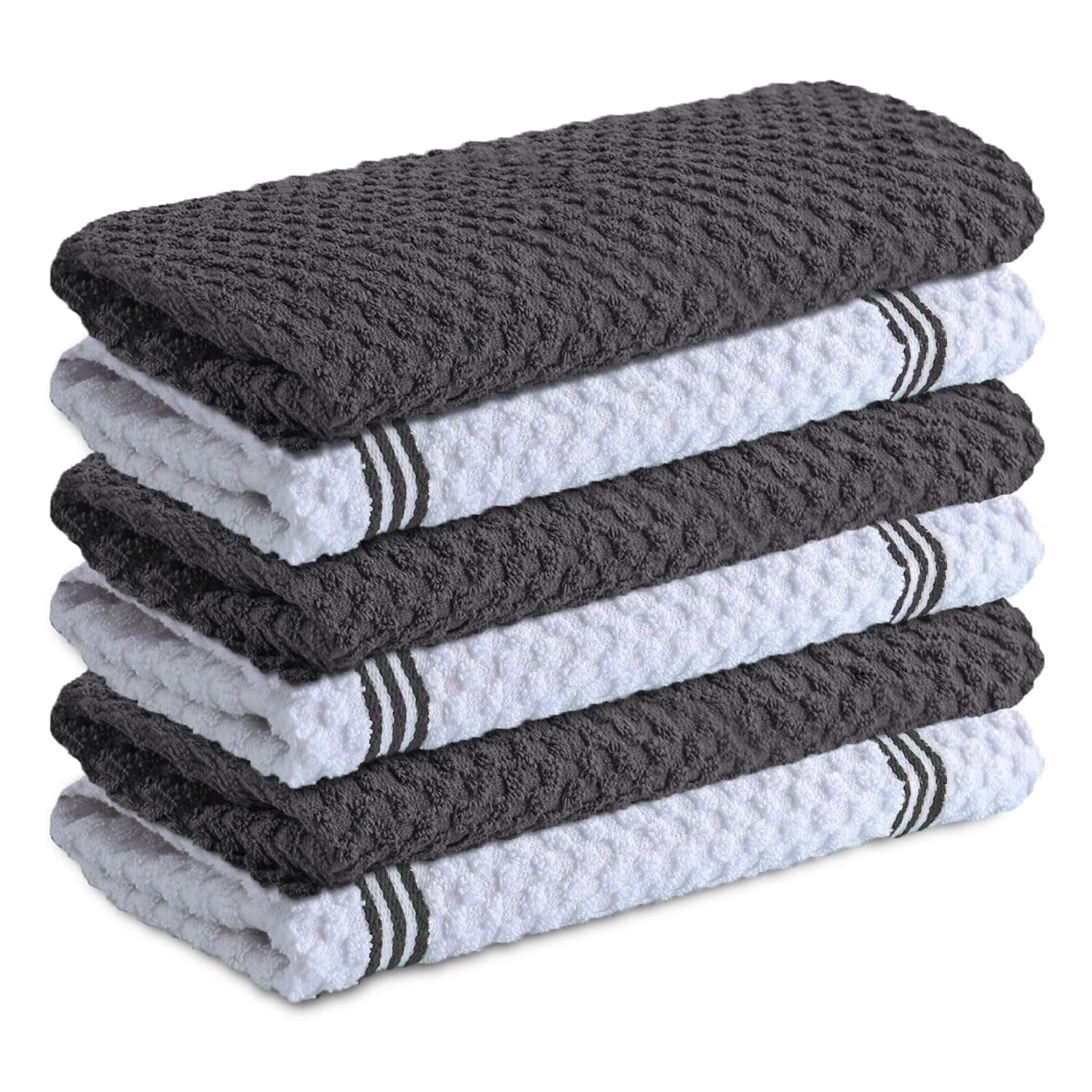 Infinitee Xclusives 100% Cotton Kitchen Towels - 15x25 Inch Ultra Soft Tea Towel, Super Absorbent Terry Dish Towels for Kitchen Linens |Grey|