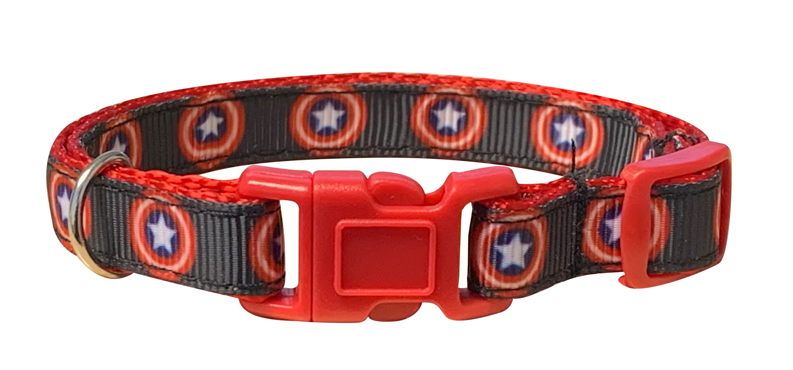 Spoilt Rotten Pets Captain Cat American Stars Shield Cat Collar With Bell & Safety Buckle