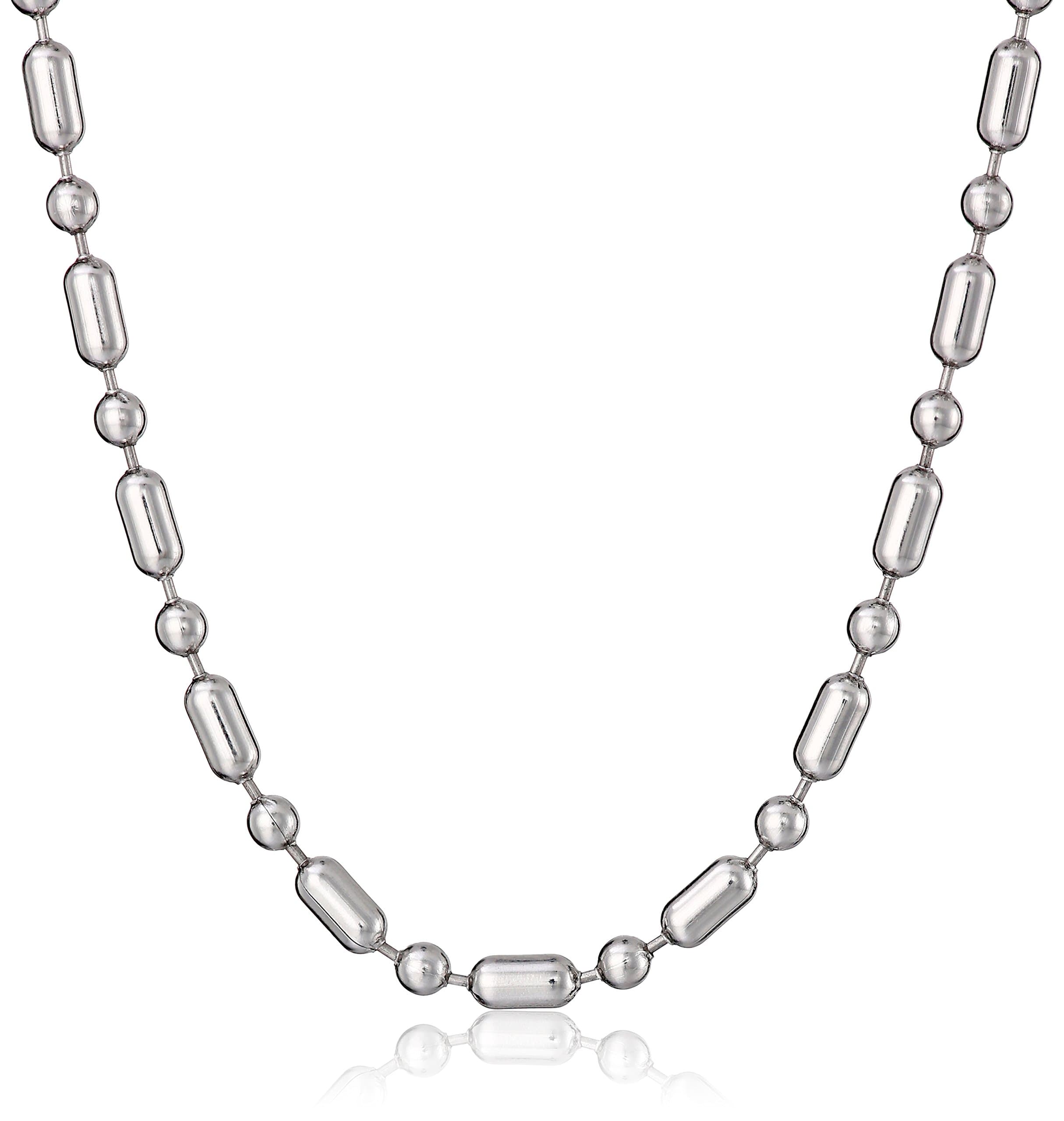 Mens Silver Stainless Steel Bead Chain Necklace 2mm Unique Style (16-30 Inch)