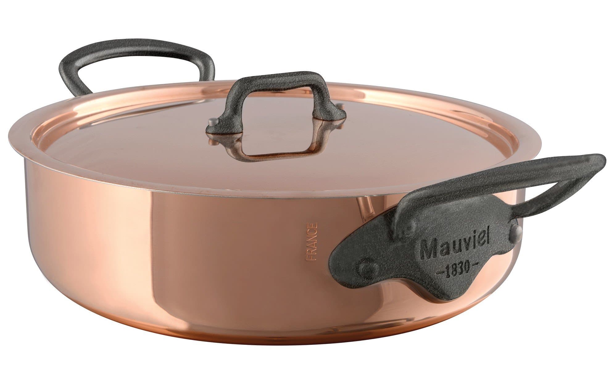 Mauviel M'Heritage M150C Copper Rondeau/Covered Casserole with Lid. 5.4L/5.7 quart 28cm/11" with Cast Stainless Steel Iron Eletroplated Handle