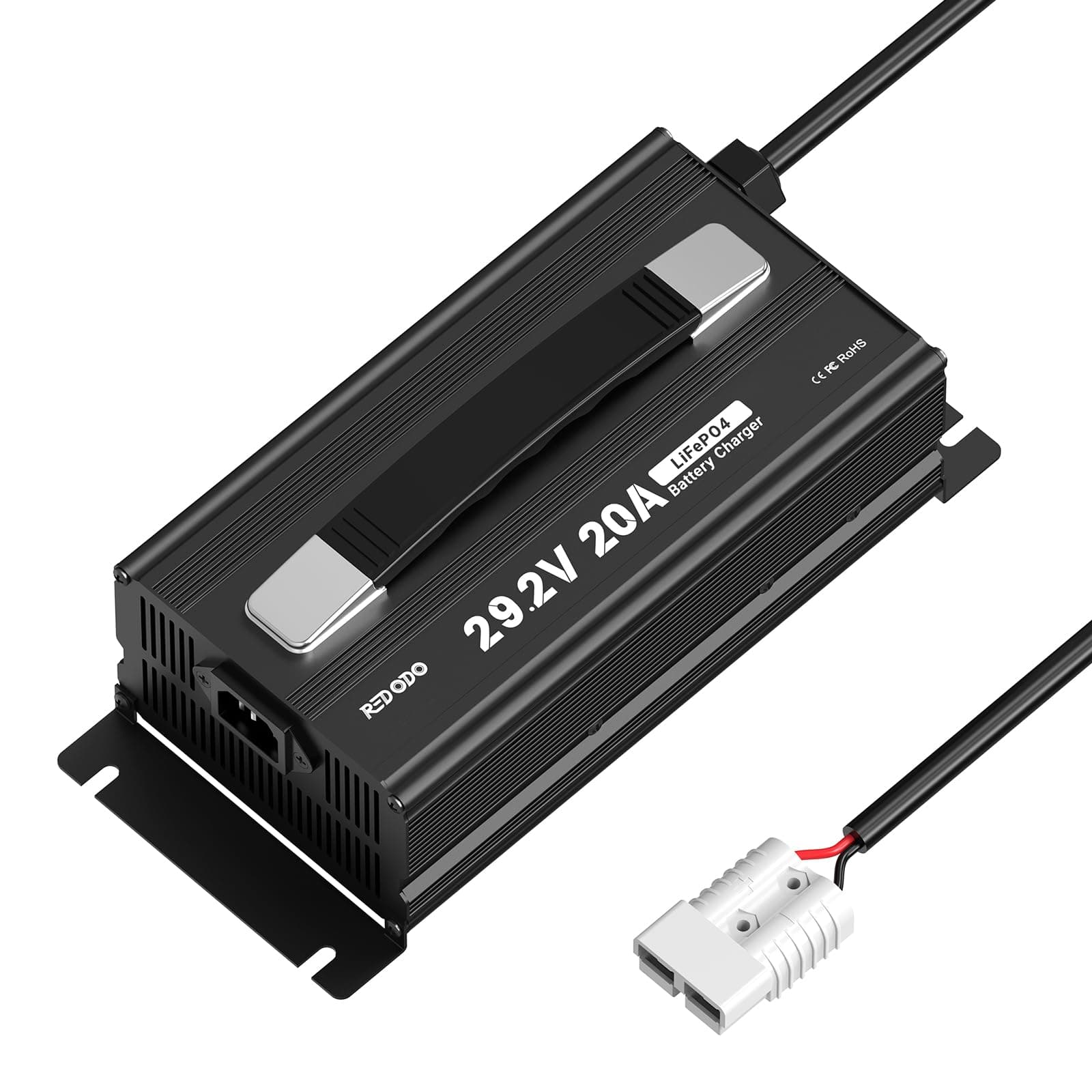 29.2V 20A LiFePO4 Battery Charger, Fast Charging AC-DC Lithium Battery Charger, Fit for 24V Lithium Iron Phosphate Battery, LED Indicators and 4 Protection Functions