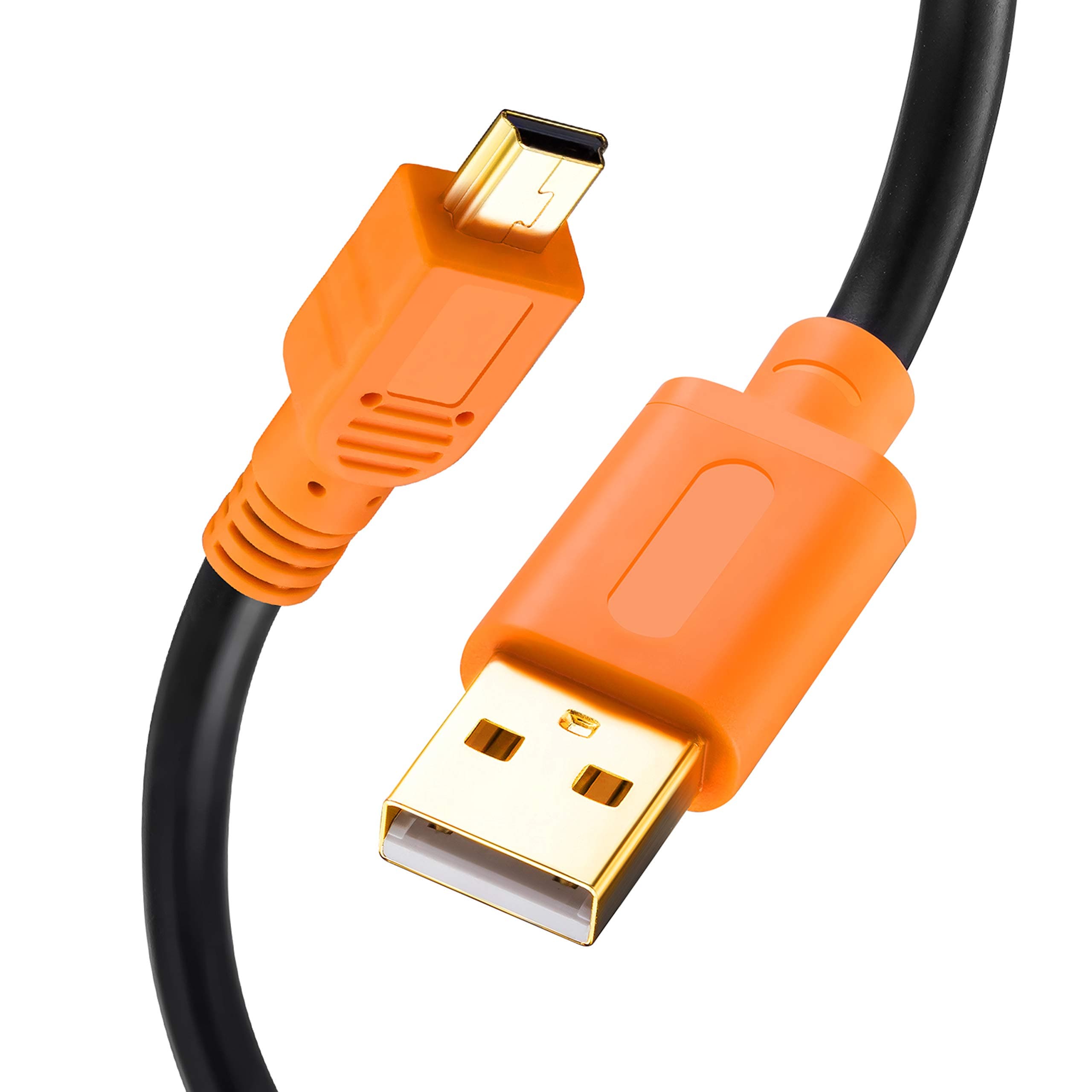 Tan QY Mini USB Cable 20Ft, USB 2.0 Type A to Mini B Cable Male Cord for GoPro Hero 3+, Hero HD, Cell Phones, MP3 Players, Digital Cameras etc (20Ft/6M, Orange)