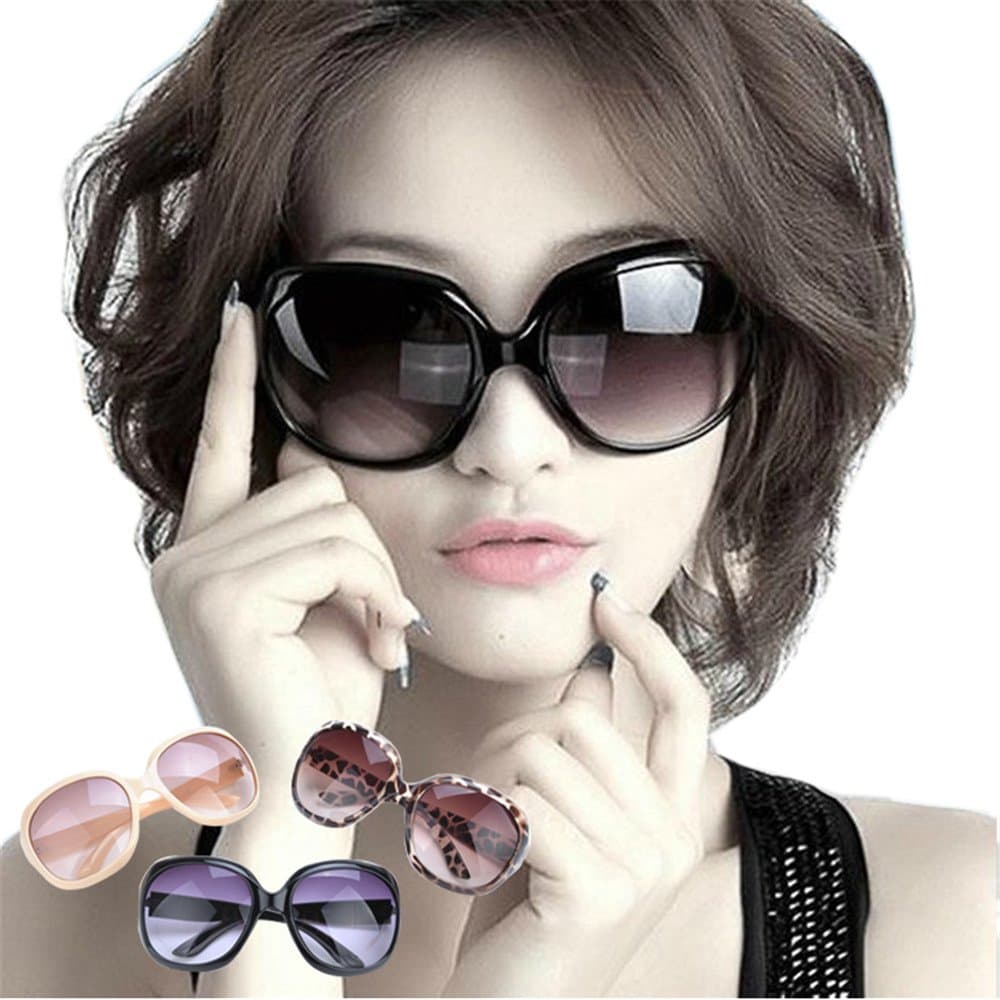 LARGE OVERSIZED LADIES WOMEN SUNGLASSES DESIGNER BIG FRAME RETRO VINTAGE FASHION (Black)