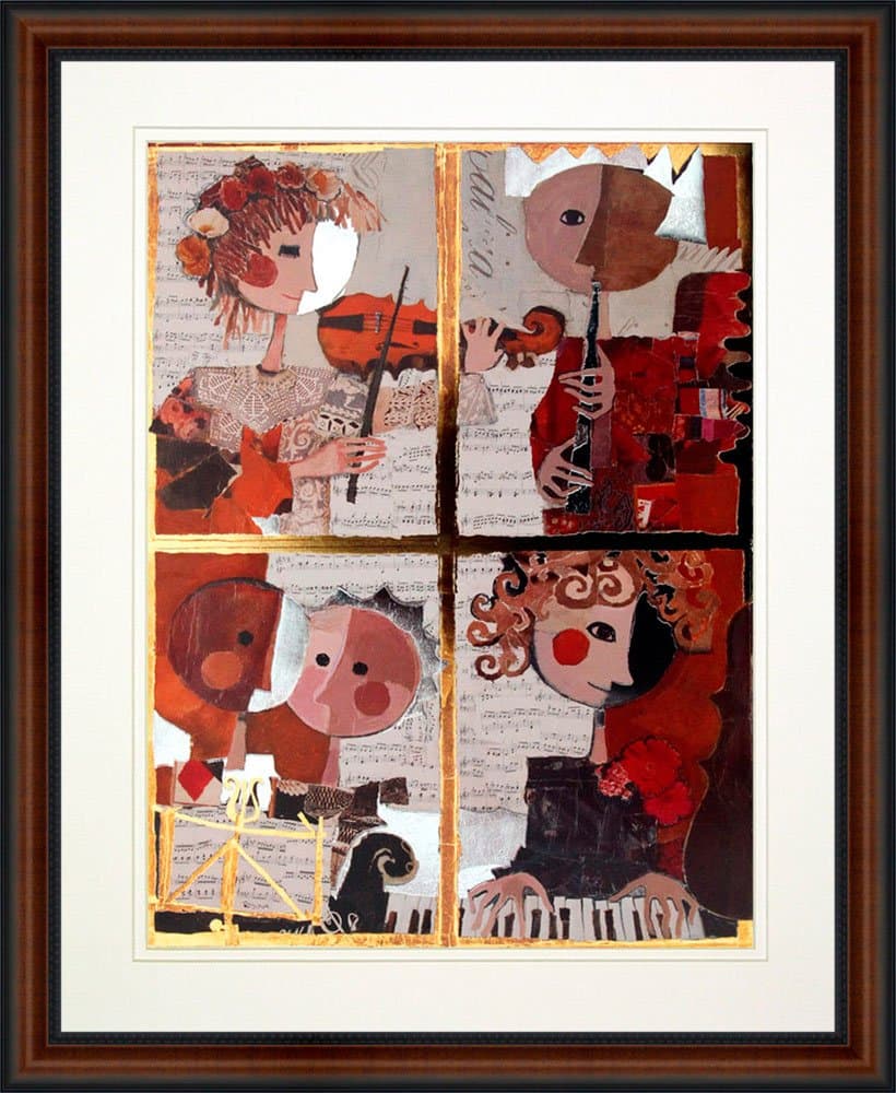 Quintet by Rosina Wachtmeister Framed Art Print Poster Custom Made Real Wood Dark Walnut with Black Trim Frame (18 1/4 x 22 1/4")