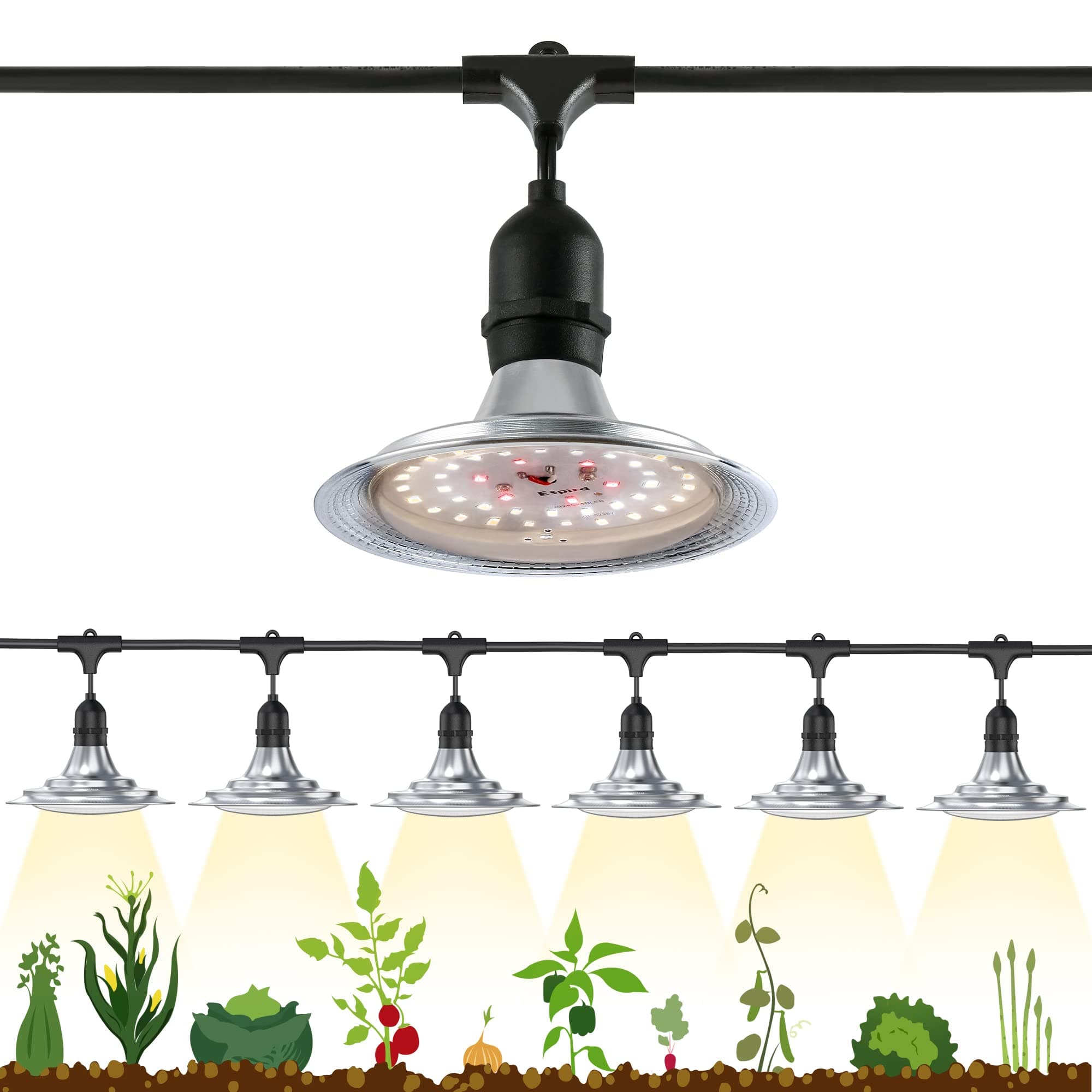 Espird Outdoor Grow Light, Greenhouse String Grow Light, Waterproof Plant Growing Lamps, UL Certified LED Grow Lights for Greenhouse Garden, 21.3FT Full Spectrum Grow Light for Veg Seedling Flower