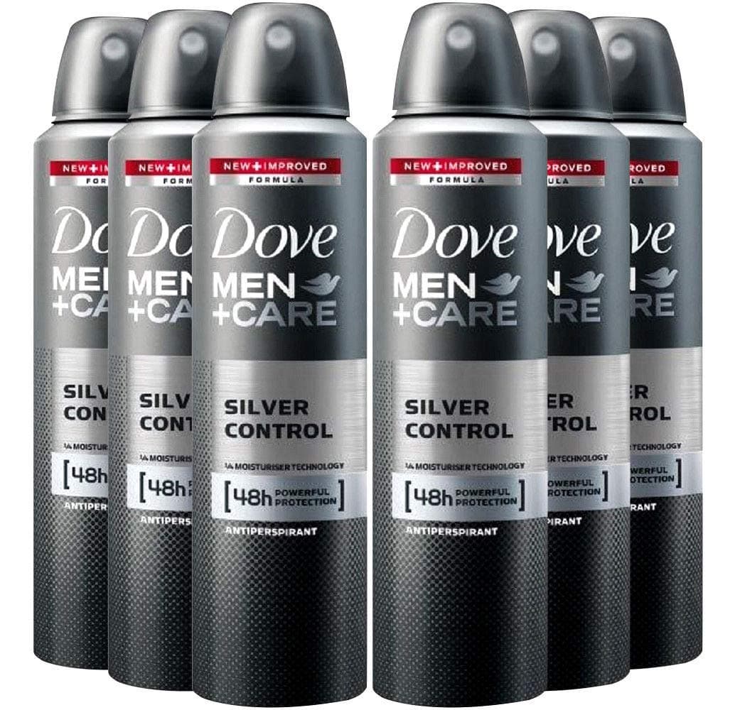 6 Pack Dove Men+Care Deodorant Silver Control Spray 48 Hr. Protection 150 ML