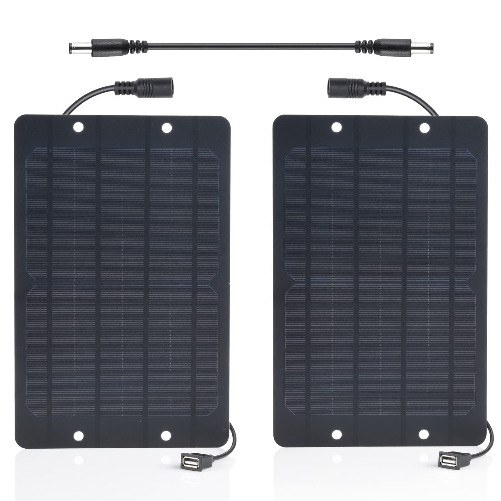 Soshine USB Solar Panel 2Pack with DC Male to Male Cable- Solar USB Charger 5v 6w with High Performance Monocrystalline for Mini Fan,Cellphone,Power Bank,Camping Lanterns