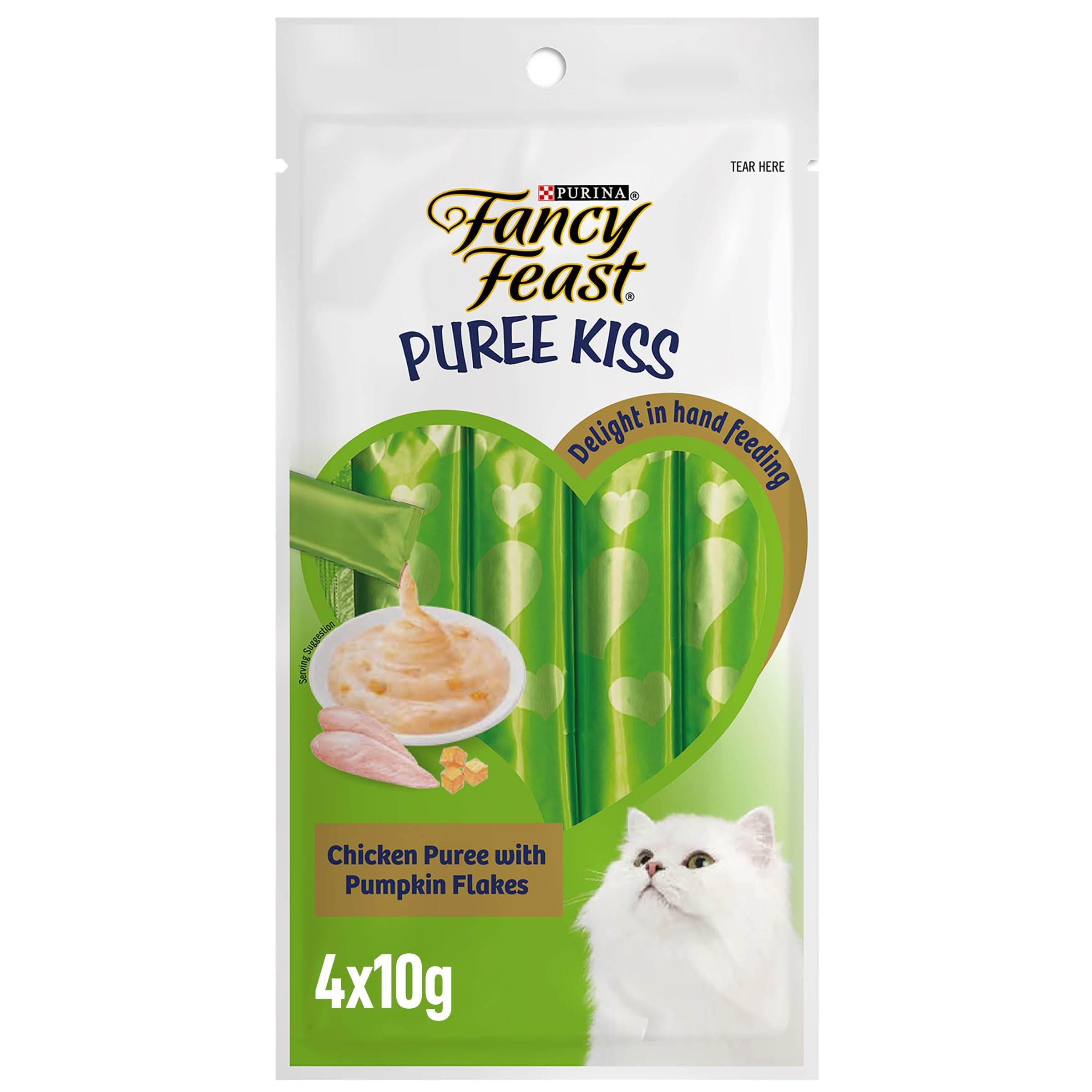 Purina Fancy Feast Puree Kiss Chicken Puree with Pumpkin Flakes, 40 gm