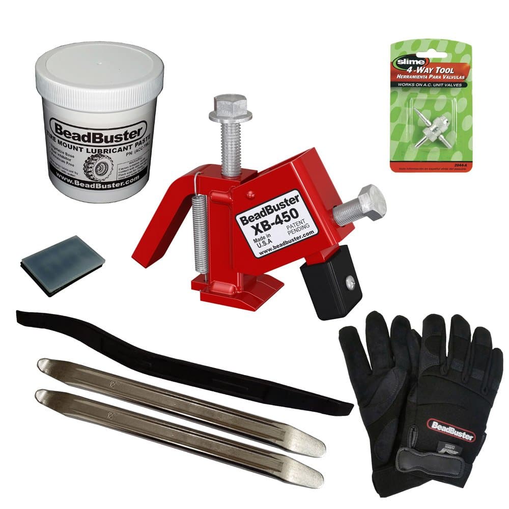 BeadBuster Portable DIY Tire Changing Kit (w/XB-450) for ATV/Motorcycle/Car/Truck (Glove - Large)