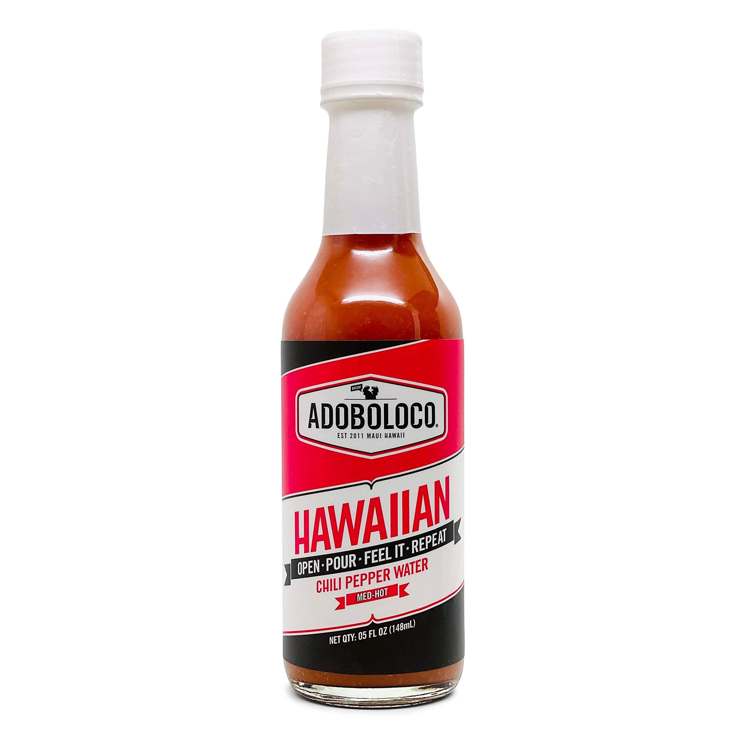 Adoboloco Hot Sauce Hawaiian Chili Pepper Water Sauce 5oz - Medium Hot Super Tasty Fiery Chili Pepper Sauce Blend