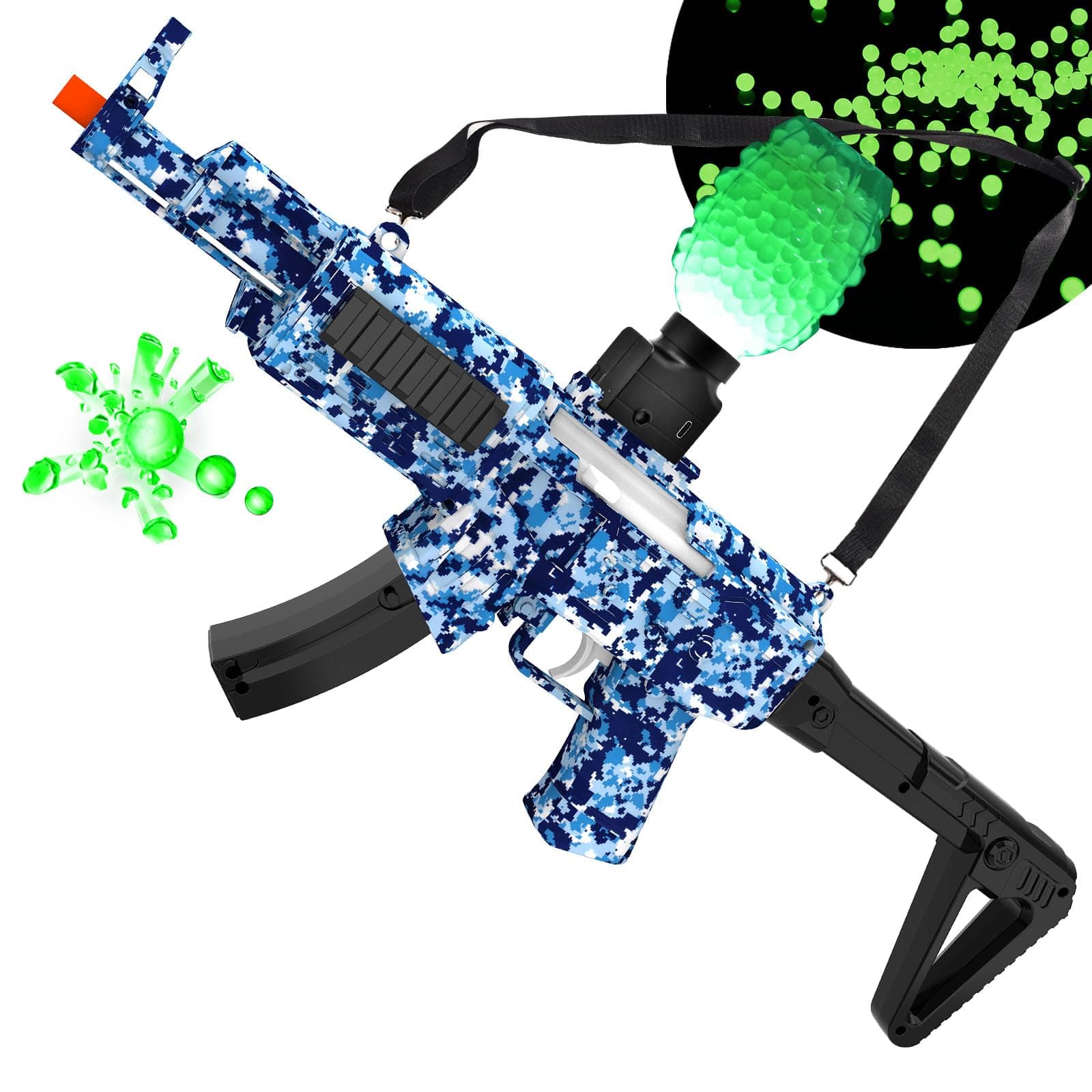 TANSAR Gel Ball Blaster Glow in The Dark Splat Automatic, Electric Outdoor Play Games for Adults, Outside Activities Toys for Backyard, Garden& Lawn, Birthday Ideas for Ages 14+ Years Old