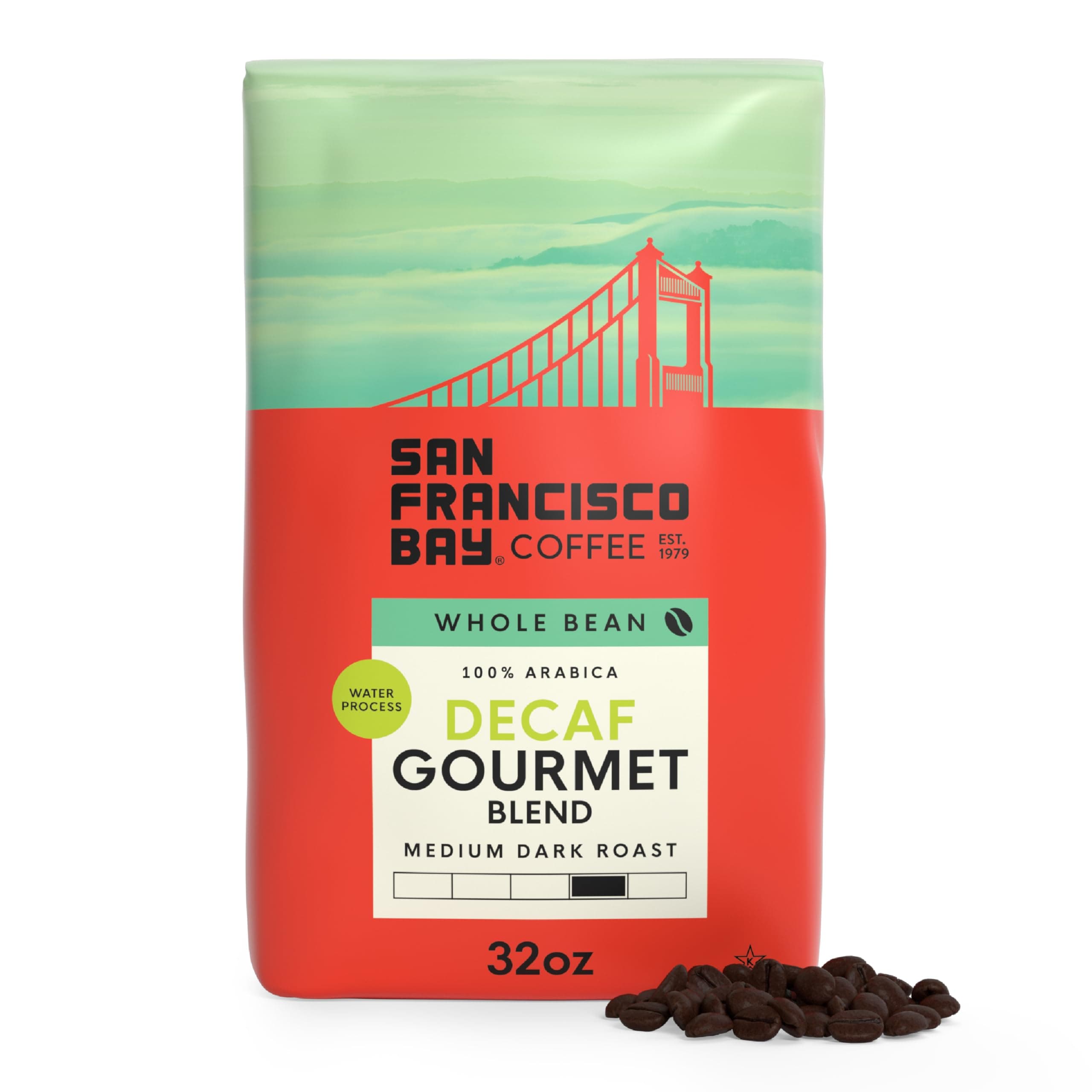 San Francisco Bay Whole Bean Coffee - DECAF Gourmet Blend (2lb Bag), Medium Roast, Swiss Water Processed