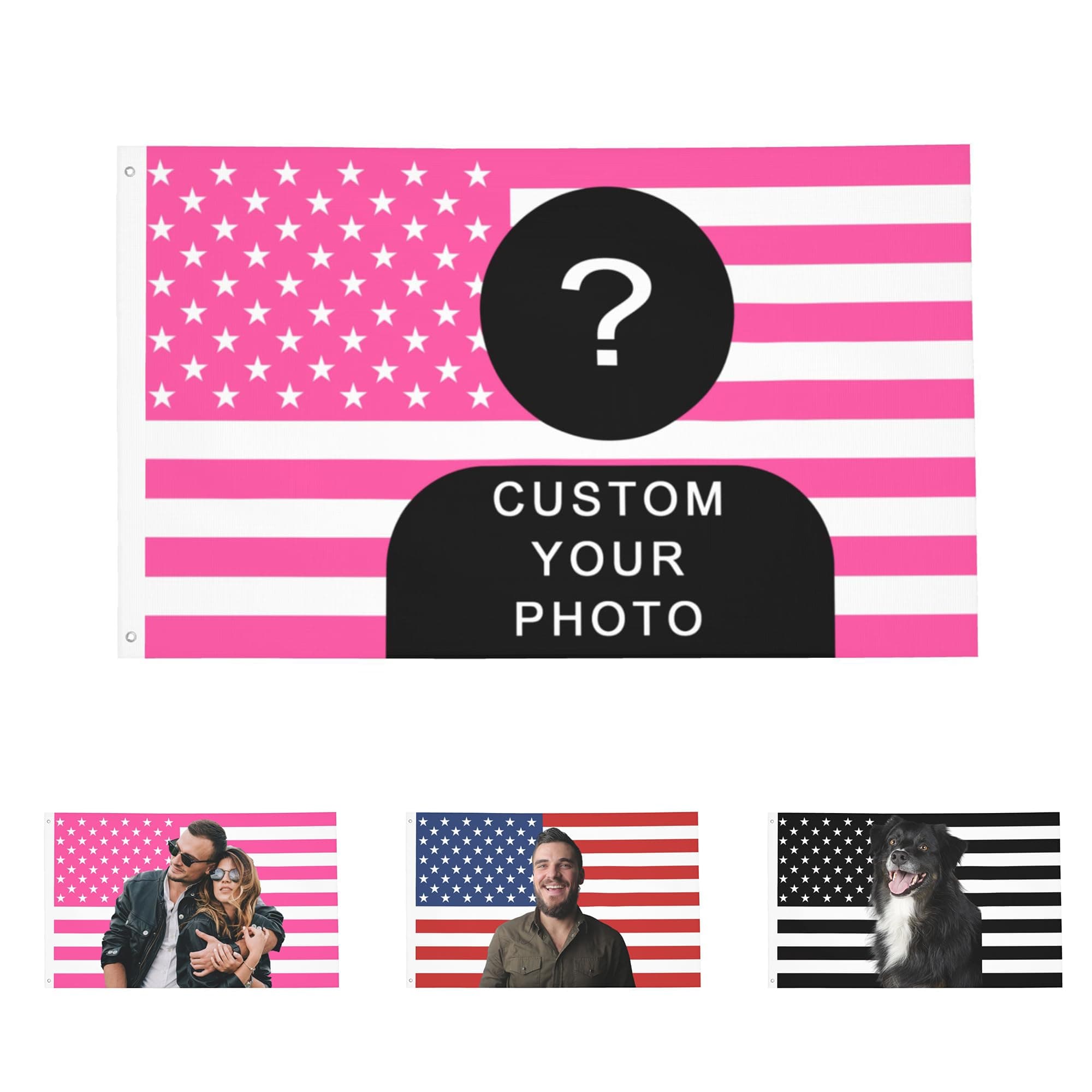 OHORTEB Custom Photo Flag Design Your Own Picture Text Logo Personalized Flag Customizable Image Gifts for Indoor Outdoor Decoration (Pink (American), 5X8 FT)