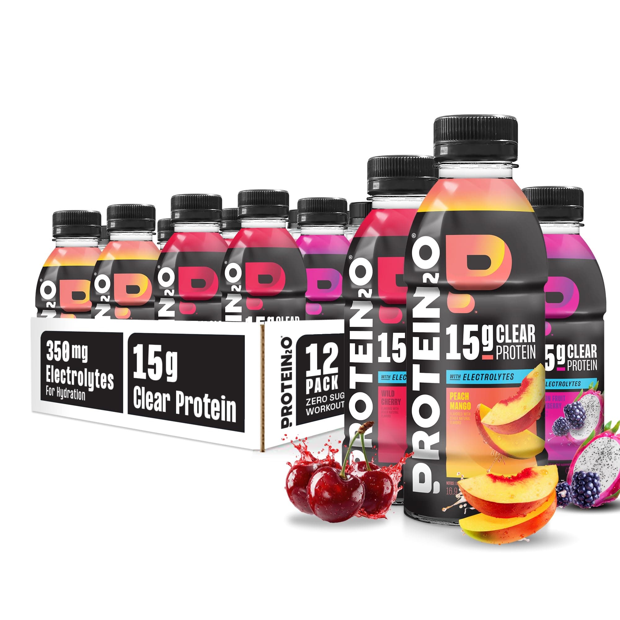 Protein2o Protein Infused Water, Flavor Fusion Variety Pack (16.9 Oz, Pack Of 12)