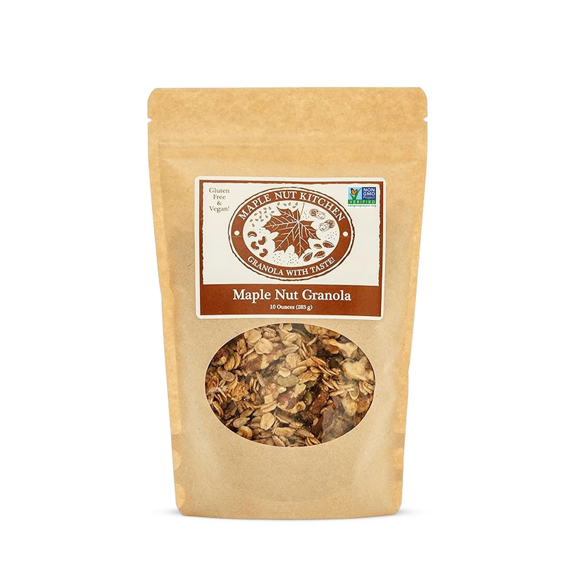 Maple Nut Granola 10 oz – Vegan & Gluten-Free Oats with Walnuts, Pumpkin & Sunflower Seeds | Low Sugar, Healthy Granola for Breakfast | Maple Syrup, Olive Oil, Crunchy Cereal Clusters