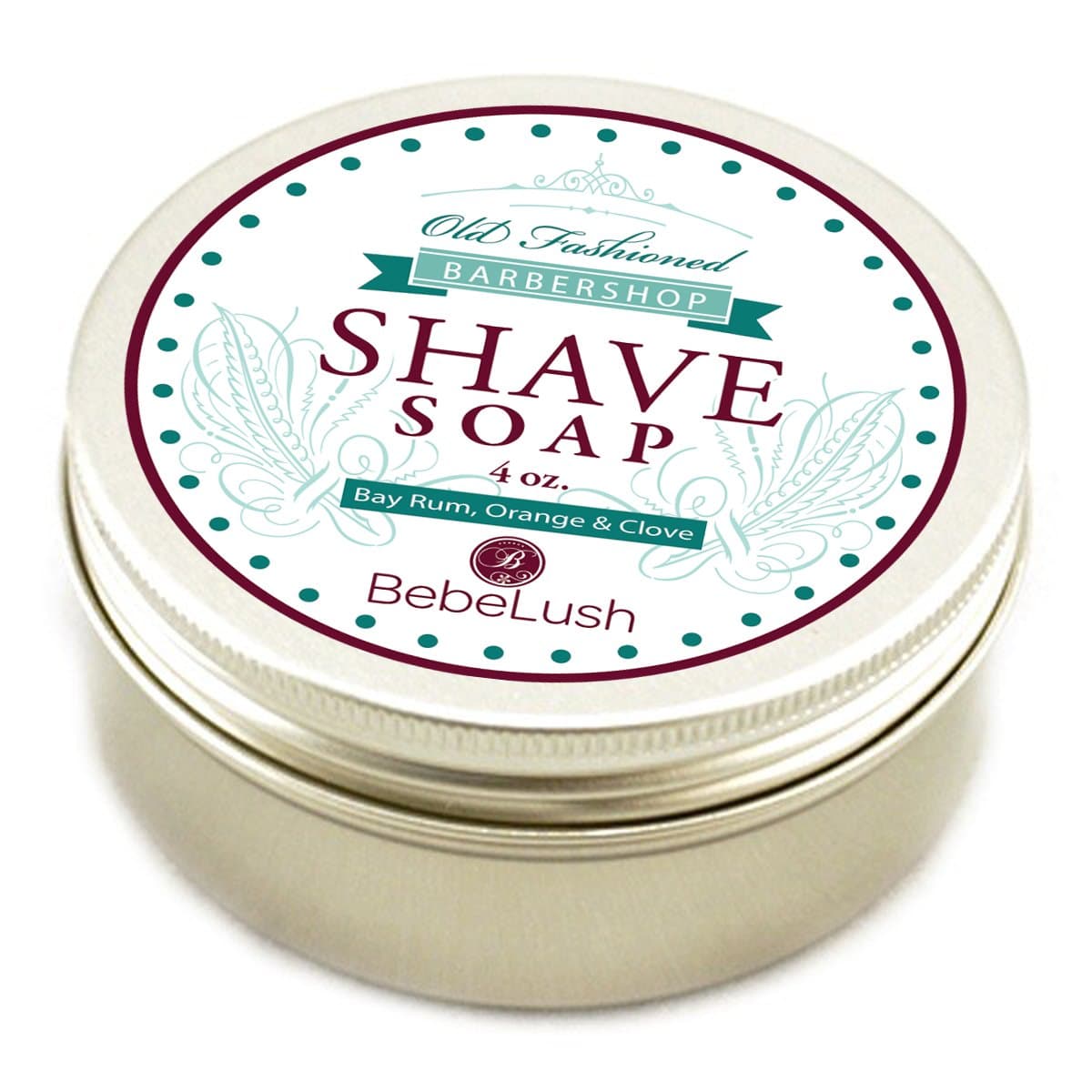 Barbershop Shave Soap Bar in a Jar - with Shea, Mango and Cocoa Butter - 4 Oz. - Rich, Moisturizing and Healing - Perfect for Smooth Shaving - Bay Rum, Orange and Clove Scent - Old Fashioned for a Luxurious Experience - Made in USA