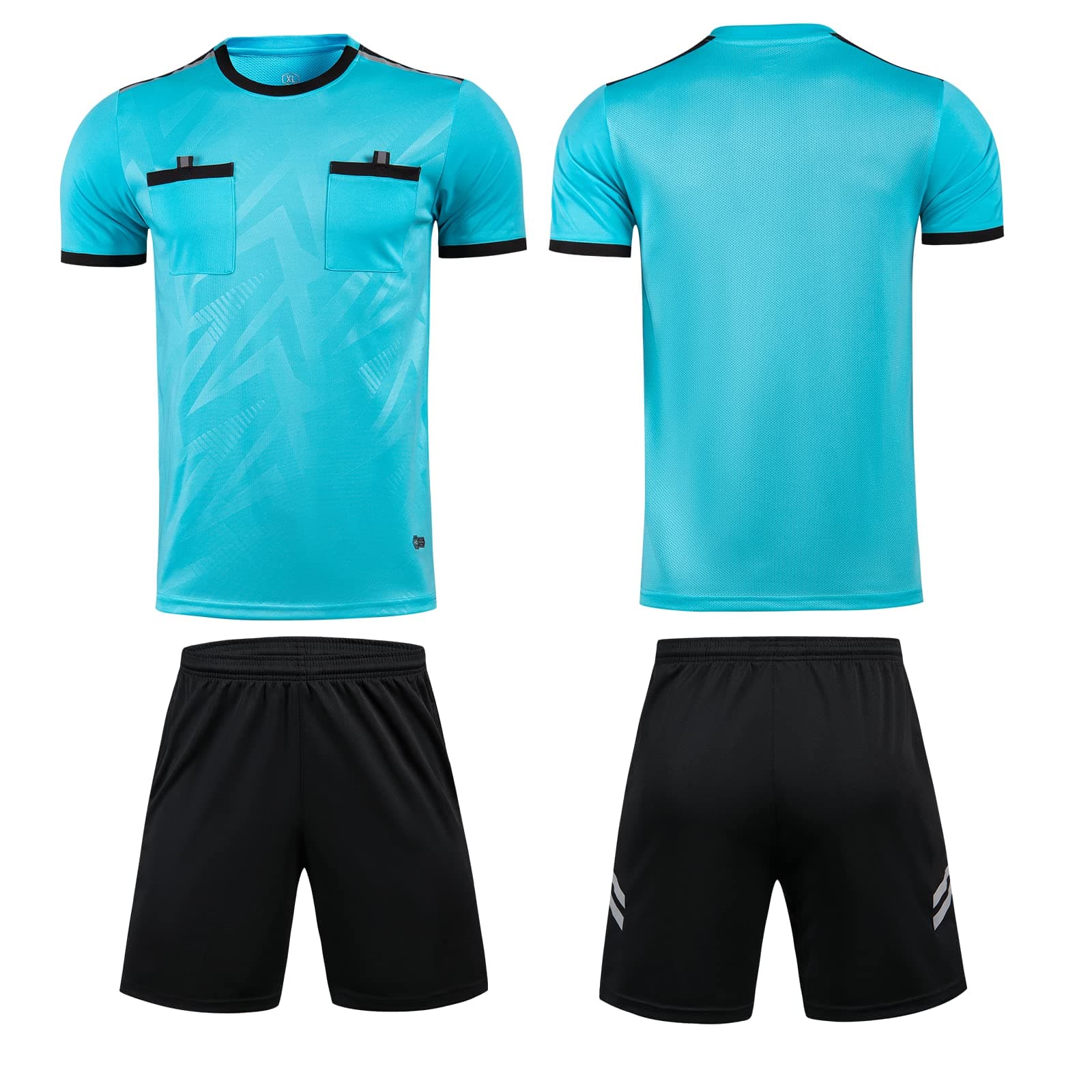 HDSD Personalised Football Referee Kit Custom Referee Shirt and Shorts for Youth Adult