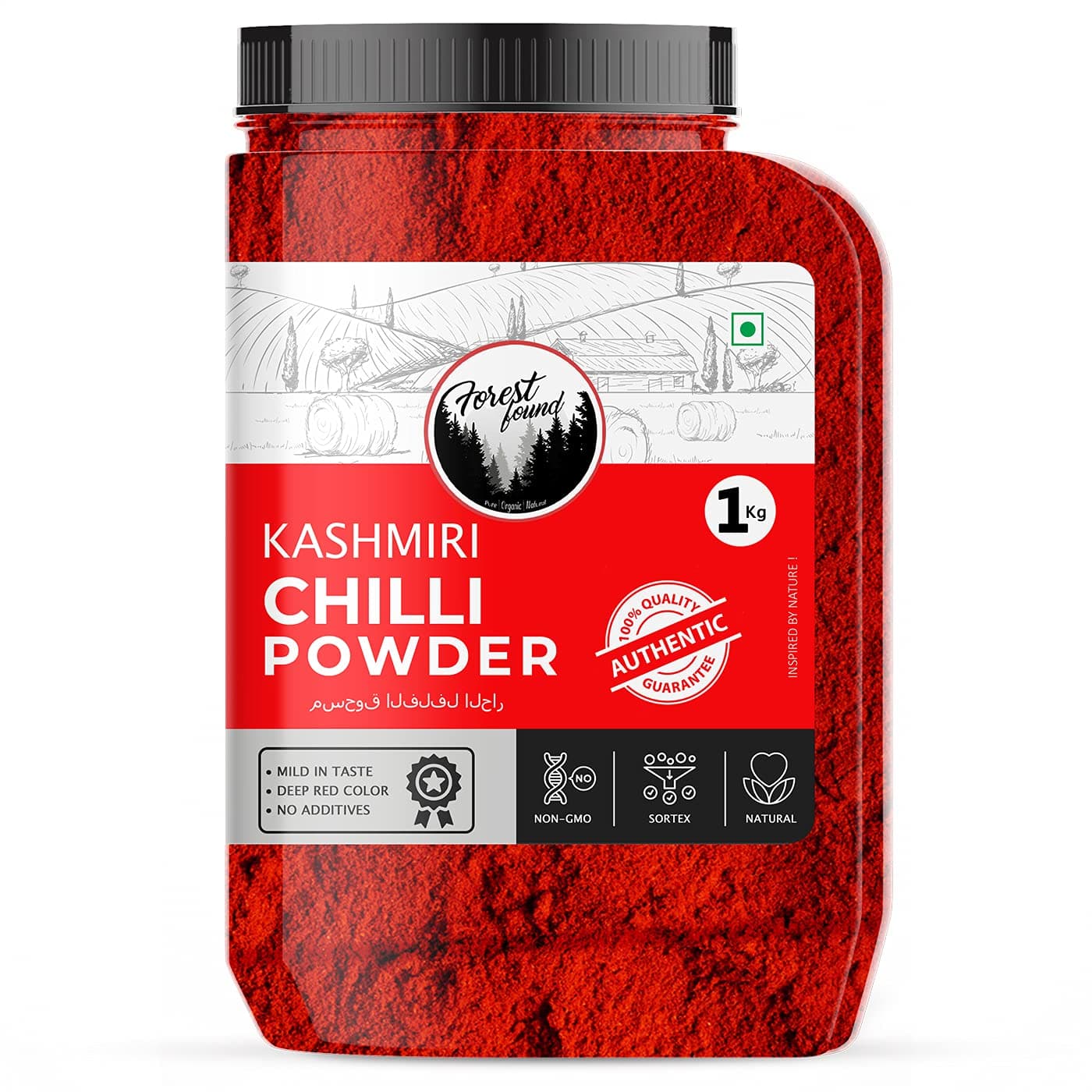 Forest Found Kashmiri Red Chilli Powder | Lal Mirch |Pure And Ready To Use | 100% Authentic,Mild,Deep Red Color (1kg)(packing may vary)