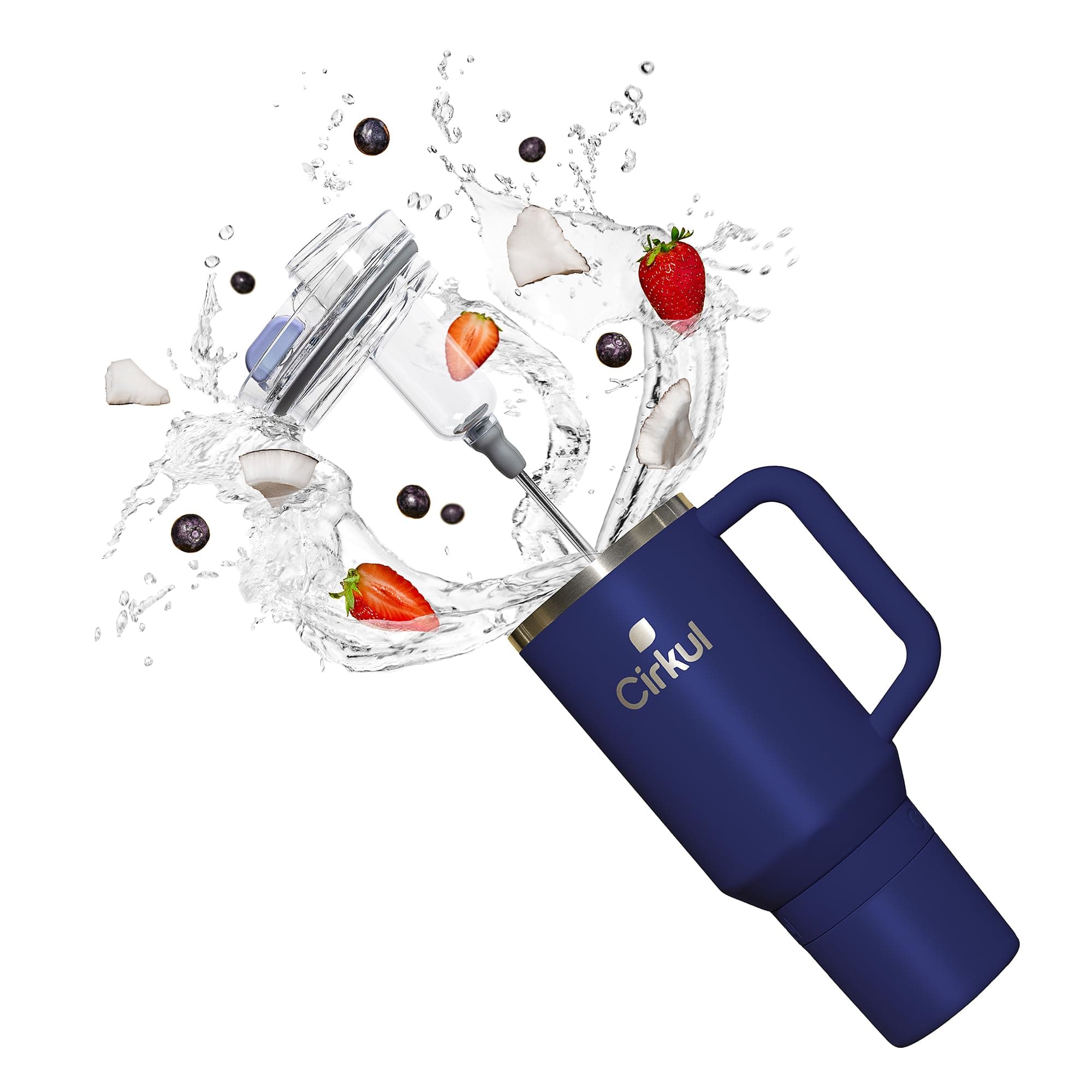 40oz. Midnight Blue Stainless Steel Tumbler with Handle, All-Day StrawSip™, Double-Wall Insulated