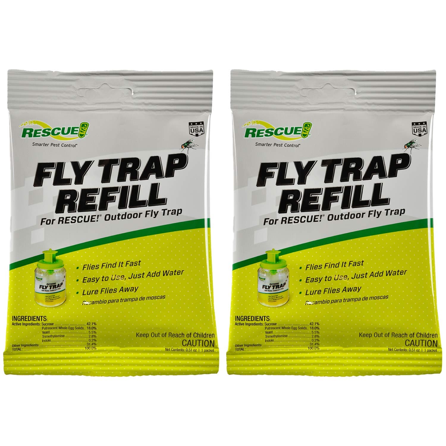 RESCUE! Reusable Fly Trap Bait Refill – Outdoor Use - 2 Pack