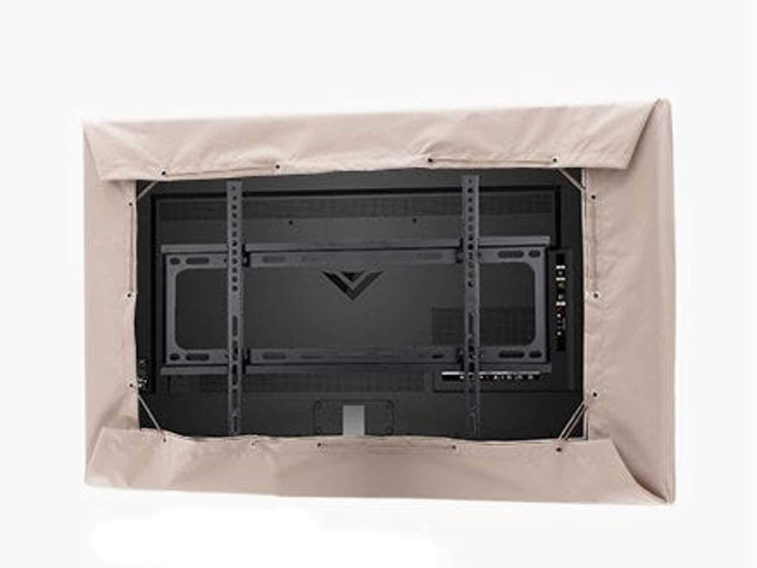 Covermates - Outdoor TV Cover - Fits 50 to 54 Inch TV's - Ultima - 300 Denier Fade Resistant Polyester - Half Coverage - Easy On And Off Draw Cord Closure - Water Resistant - Tan