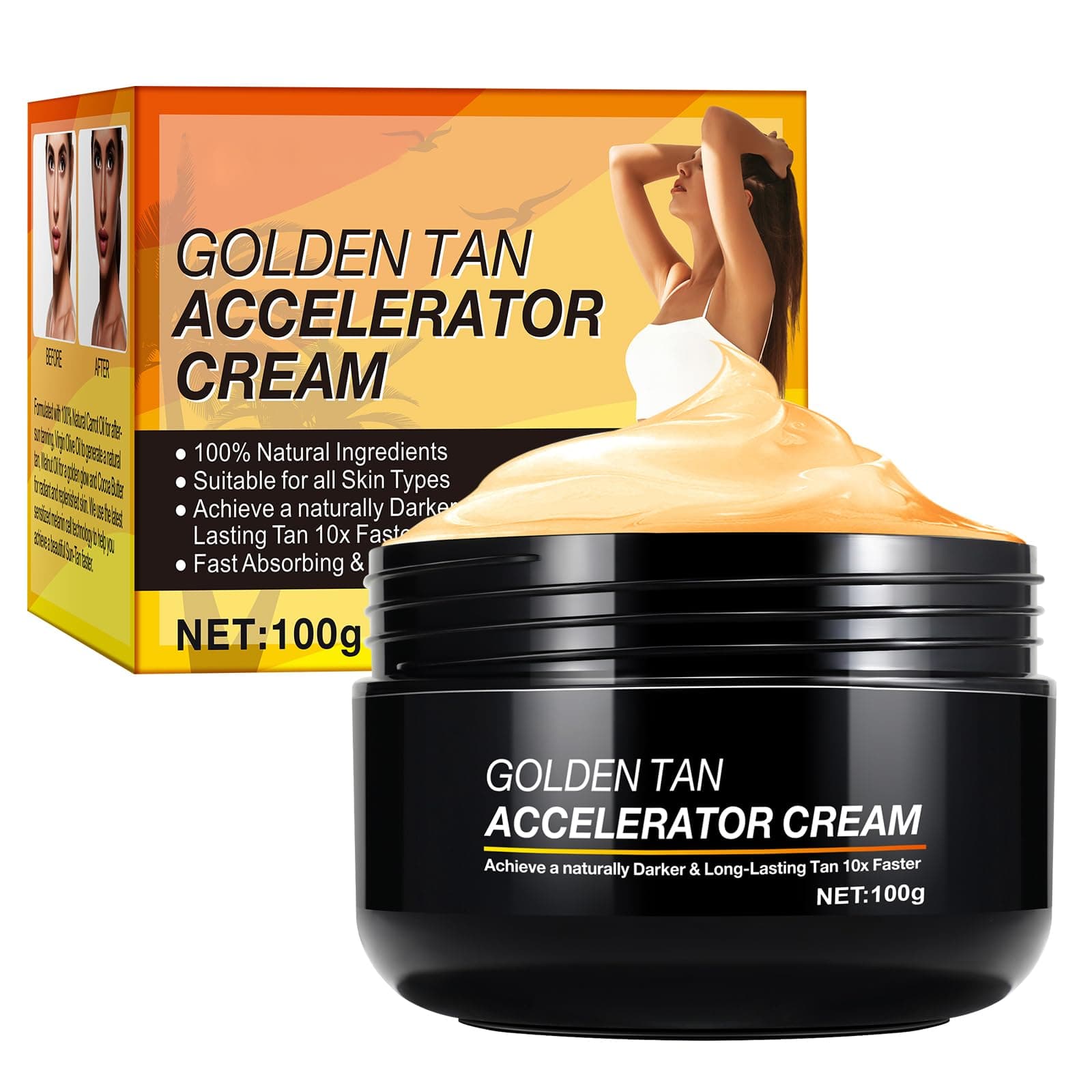 Tanning Accelerator, Long Lasting Sunbed Cream, Effective in Sun-Beds & Outdoor Sun Rapid Tanning Cream, Achieve a Natural Tan with Natural Ingredients