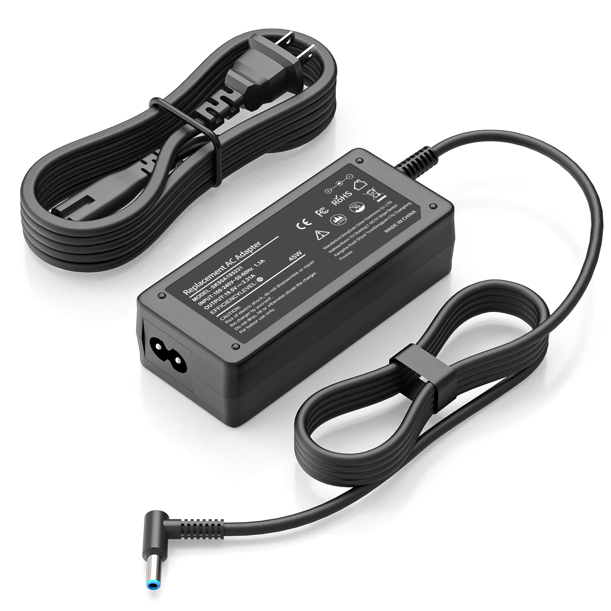 45W Laptop Charger Compatible with HP Pavilion x360 13 15 11, Zbook G5 15 15u G3 14u G4, Notebook 15, Stream 11 14 13 AC Smart Blue Tip Power Supply Adapter Cord