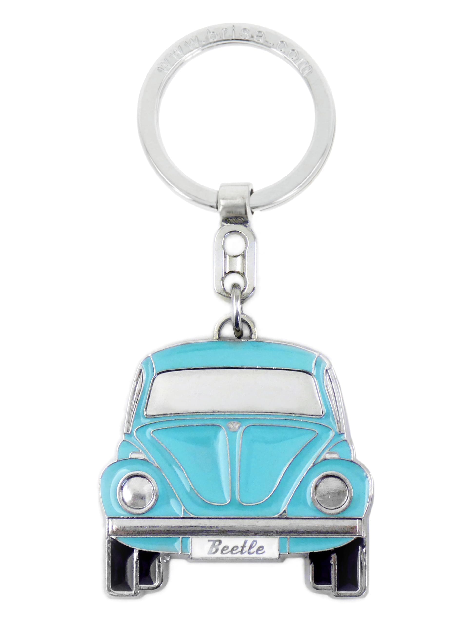 BRISA VW Collection - Volkswagen Enamel Metal Keyring Keychain Accessory Keyholder in Beetle Bug Design (Front/Blue)