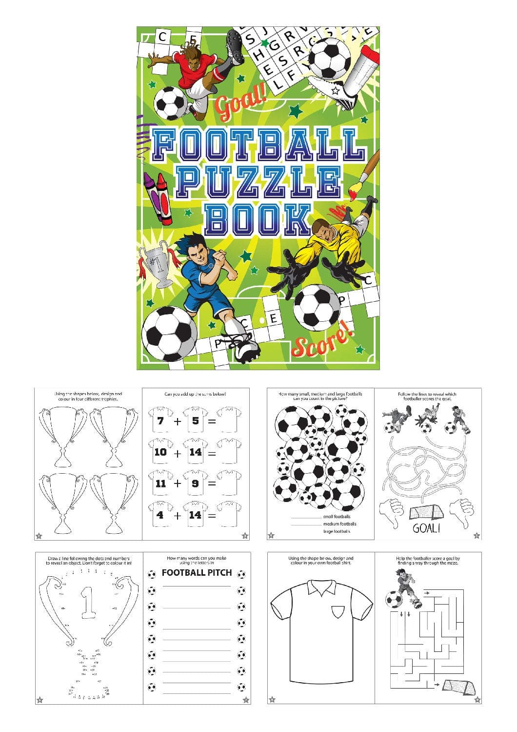 HENBRANDT 10 Mini Football Puzzle Activity Books A6 - Girl or Boys Party Bag Fillers