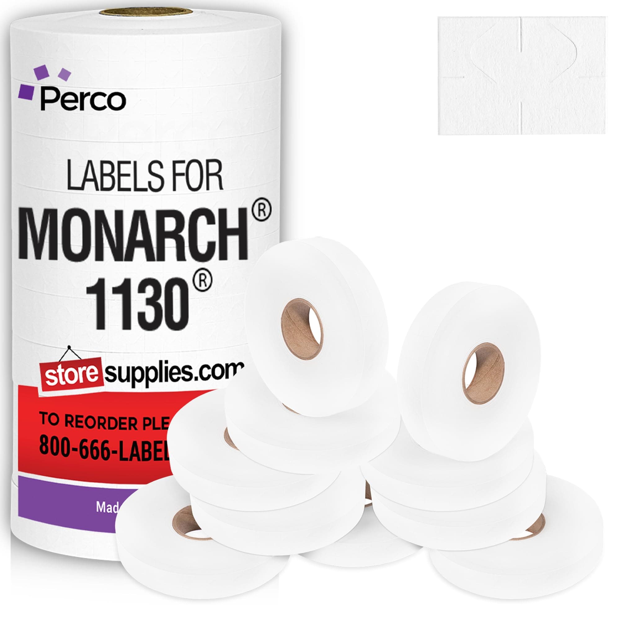 White Pricing Labels for Monarch 1130 Price Gun - 1 Sleeve, 25,000 Blank Marking Labels - with Ink Roll Included
